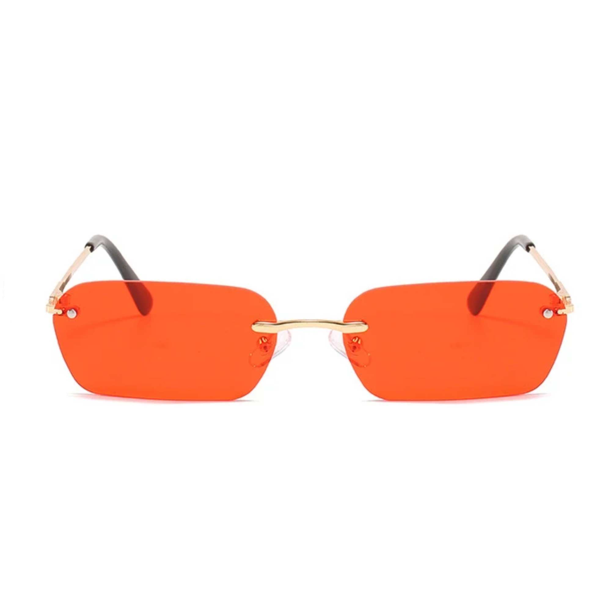 AUGEN By Visions India Retro Vintage Rimless Square Abstract Unisex Sunglasses UV400 Protected Small Size (C2, 164)