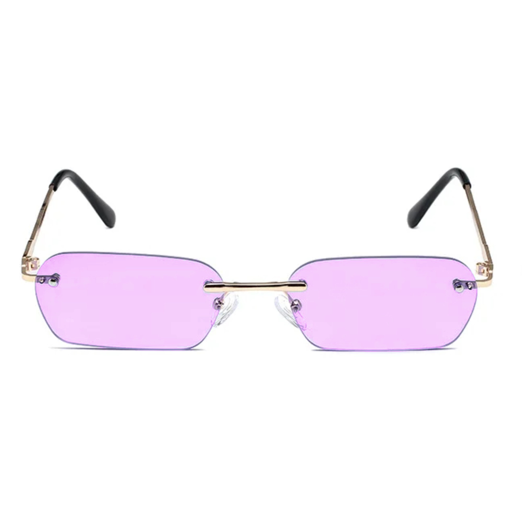 AUGEN By Visions India Retro Vintage Rimless Square Abstract Unisex Sunglasses UV400 Protected Small Size (C4, 164)