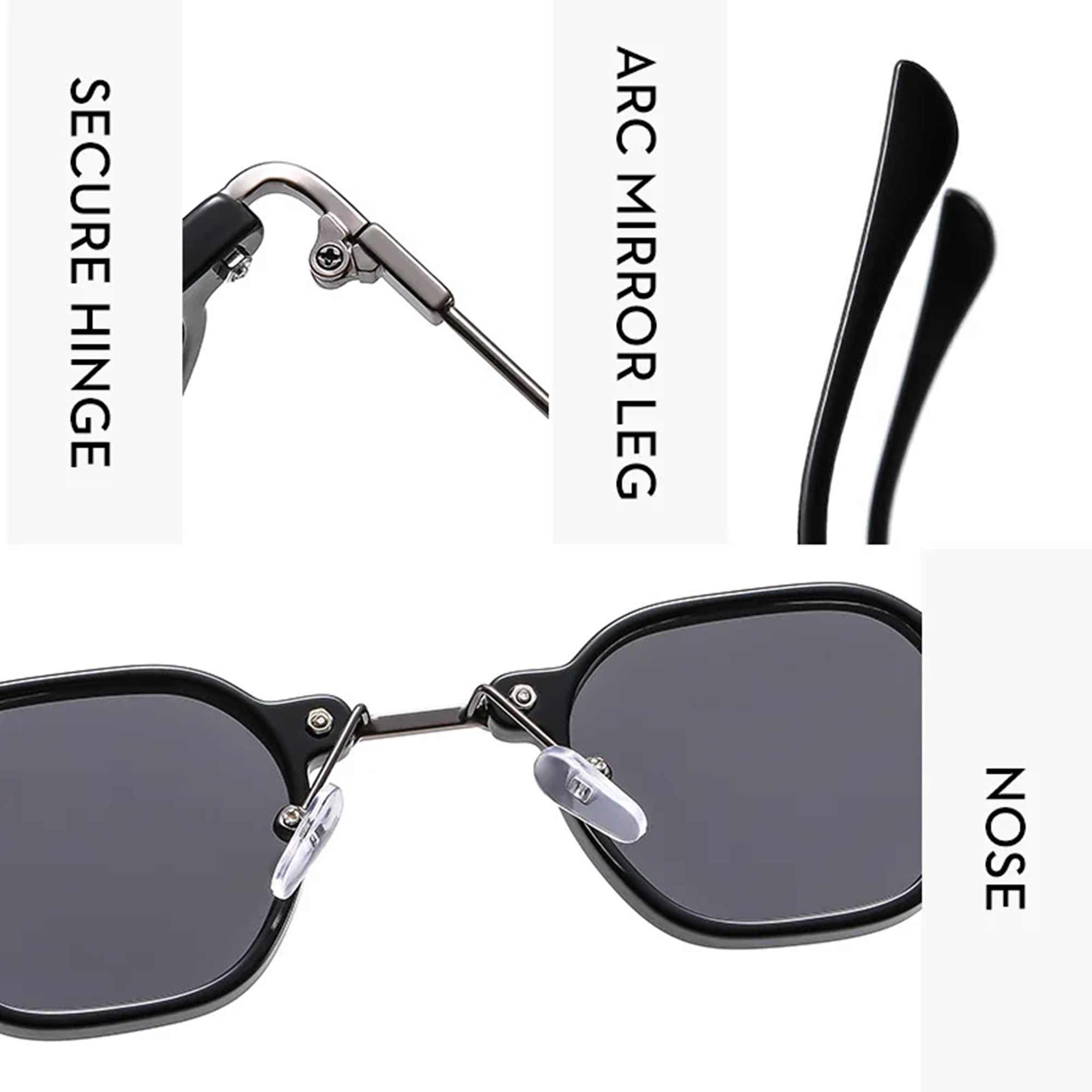 AUGEN By Visions India Retro Vintage Square Abstract Unisex Sunglasses UV400 Protected Small Size (C11, 167)