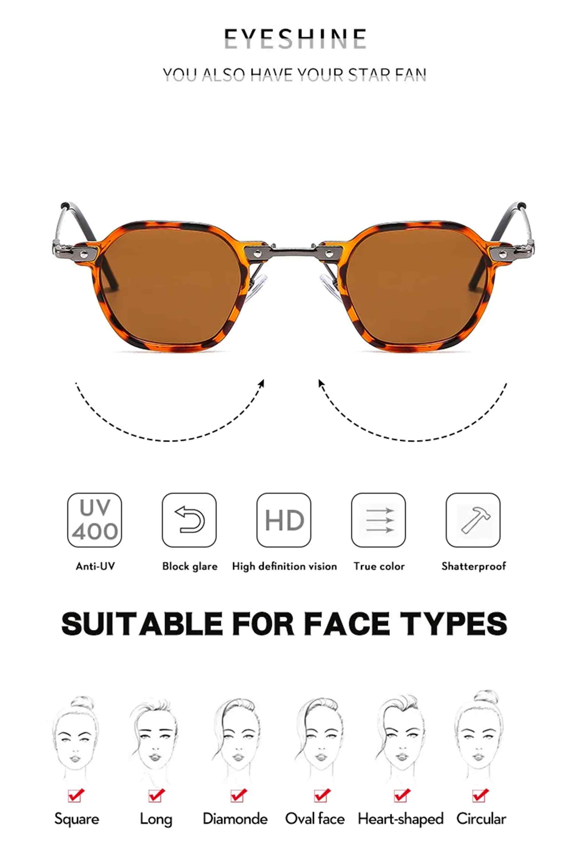 AUGEN By Visions India Retro Vintage Square Abstract Unisex Sunglasses UV400 Protected Small Size (C11, 167)