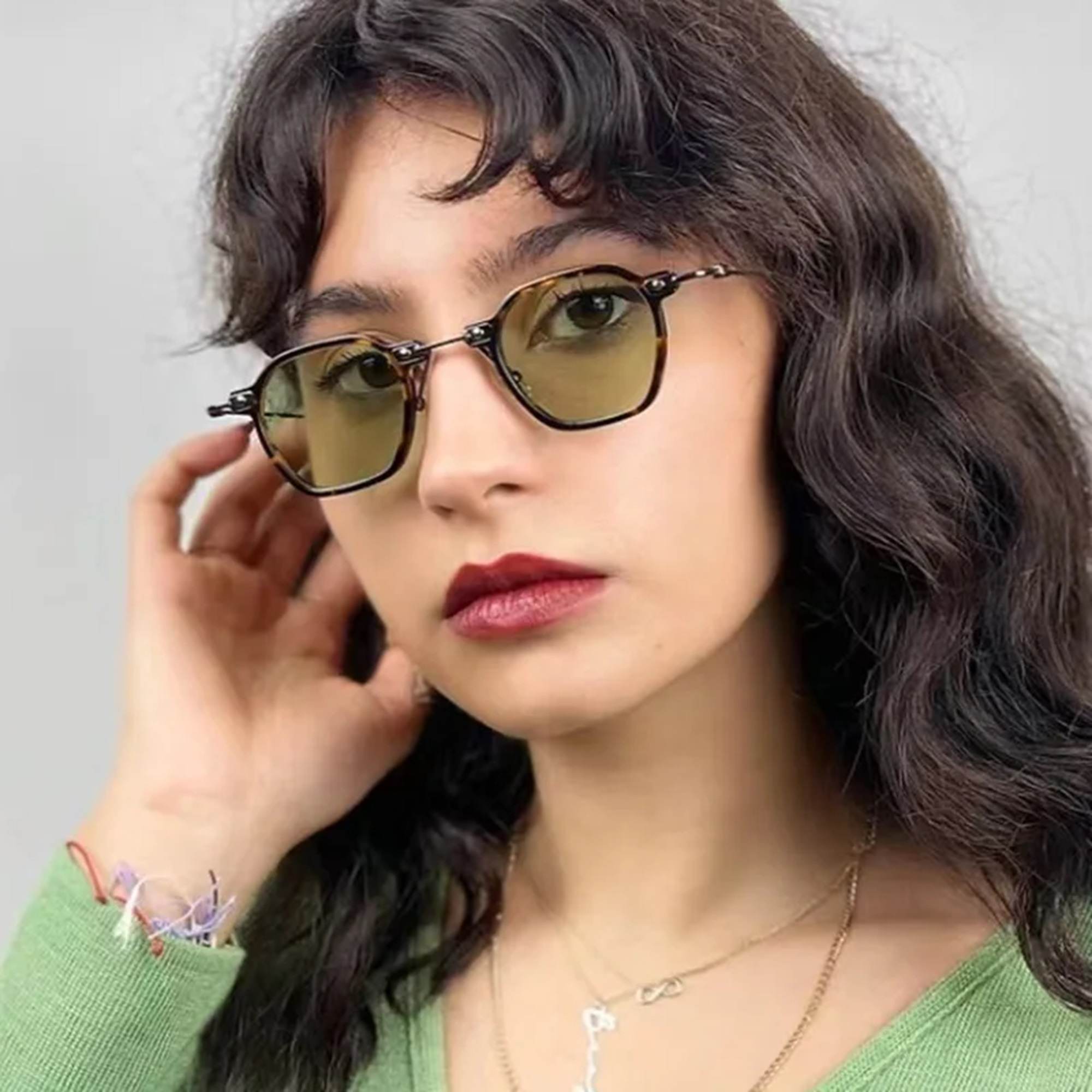 AUGEN By Visions India Retro Vintage Square Abstract Unisex Sunglasses UV400 Protected Small Size (C11, 167)