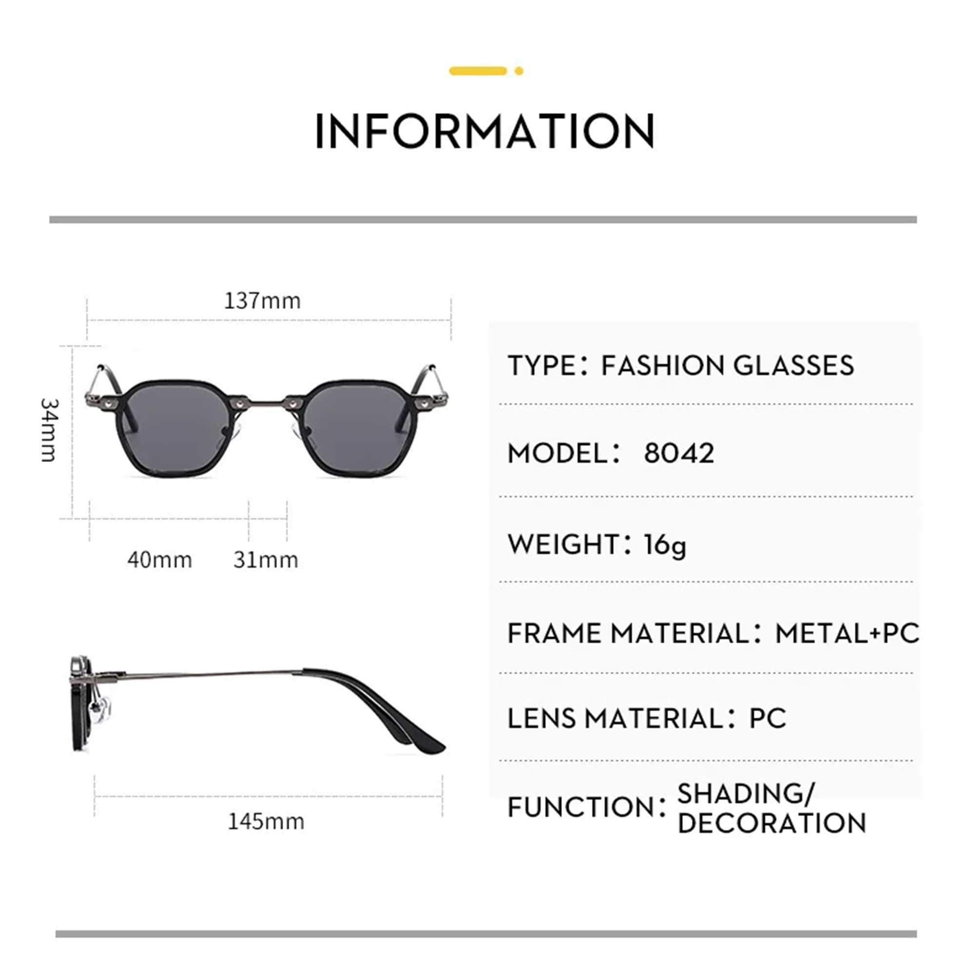 AUGEN By Visions India Retro Vintage Square Abstract Unisex Sunglasses UV400 Protected Small Size (C11, 167)