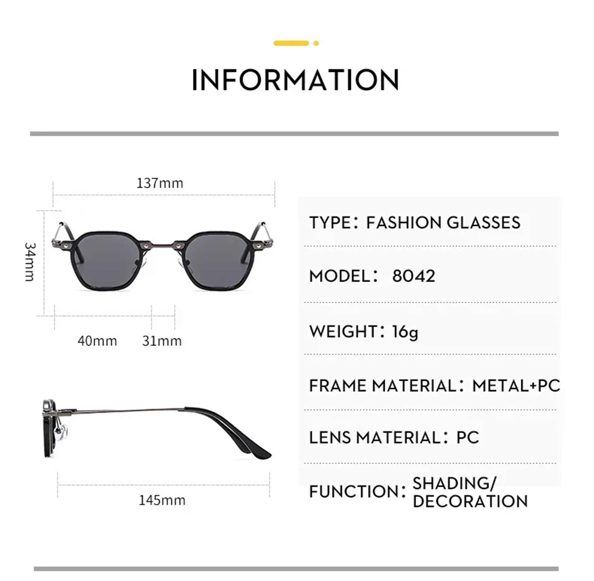 AUGEN By Visions India Retro Vintage Square Abstract Unisex Sunglasses UV400 Protected Small Size (C14, 167)