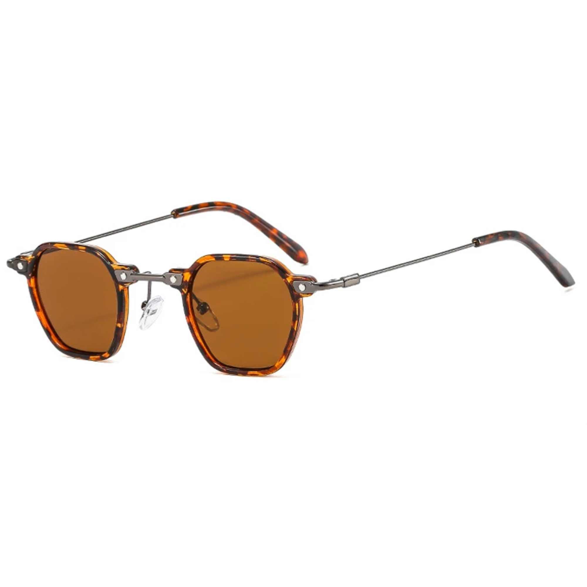 AUGEN By Visions India Retro Vintage Square Abstract Unisex Sunglasses UV400 Protected Small Size (C3, 167)