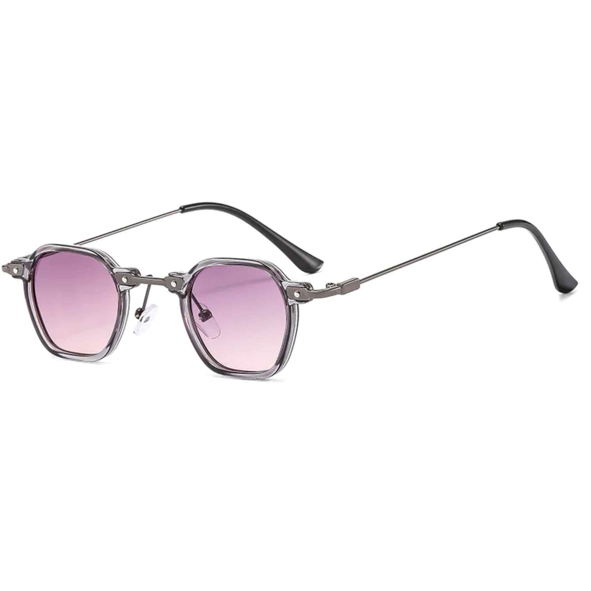 AUGEN By Visions India Retro Vintage Square Abstract Unisex Sunglasses UV400 Protected Small Size (C8, 167)