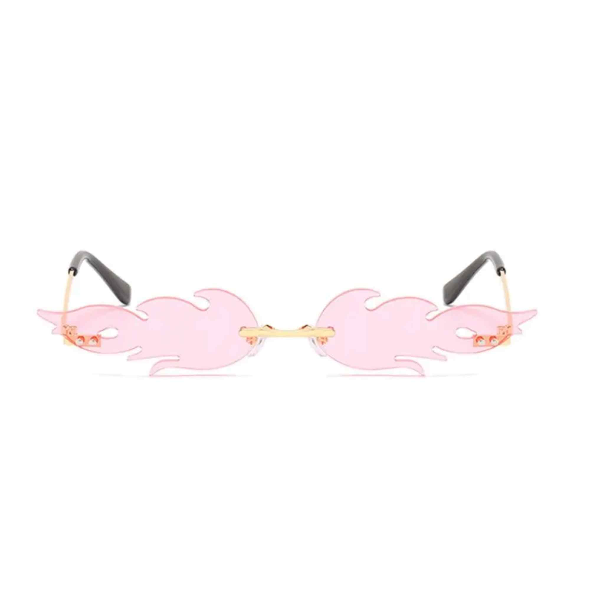 AUGEN By Visions India Retro Vintage Fire Design Rimless Flame Abstract Unisex Sunglasses UV400 Protected Medium Size (C10, 168)
