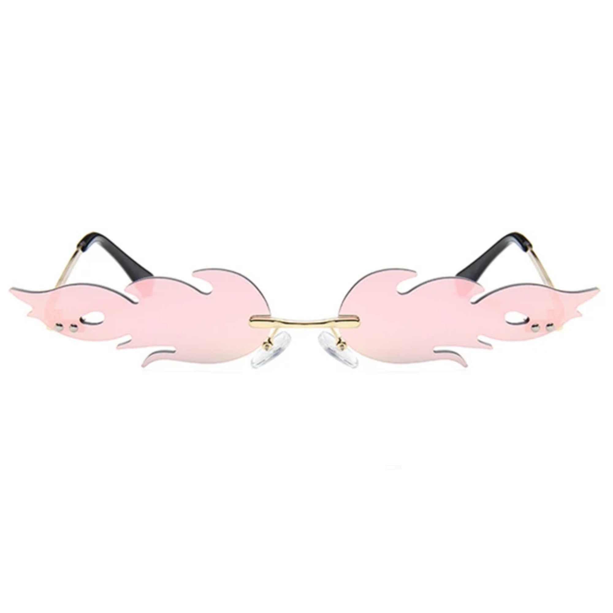 AUGEN By Visions India Retro Vintage Fire Design Rimless Flame Abstract Unisex Sunglasses UV400 Protected Medium Size (C16, 168)