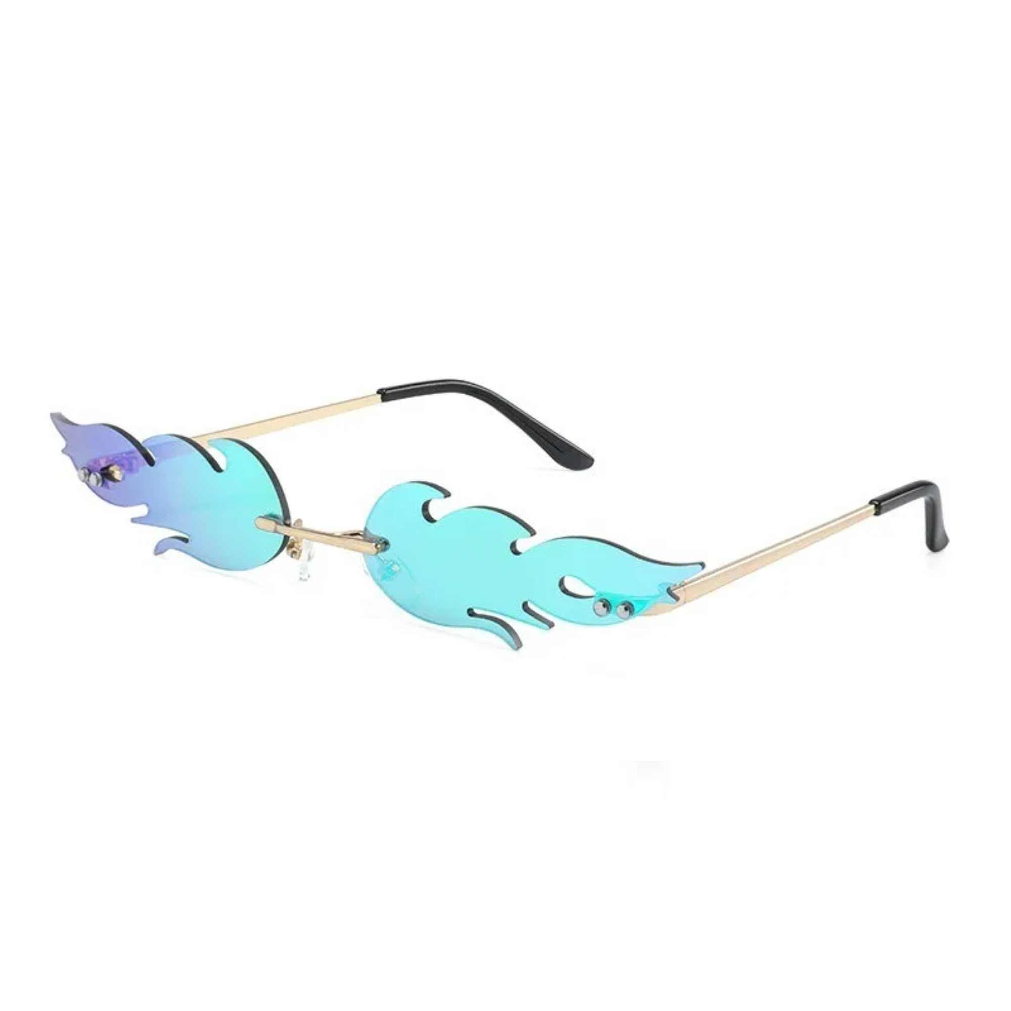 AUGEN By Visions India Retro Vintage Fire Design Rimless Flame Abstract Unisex Sunglasses UV400 Protected Medium Size (C19, 168)