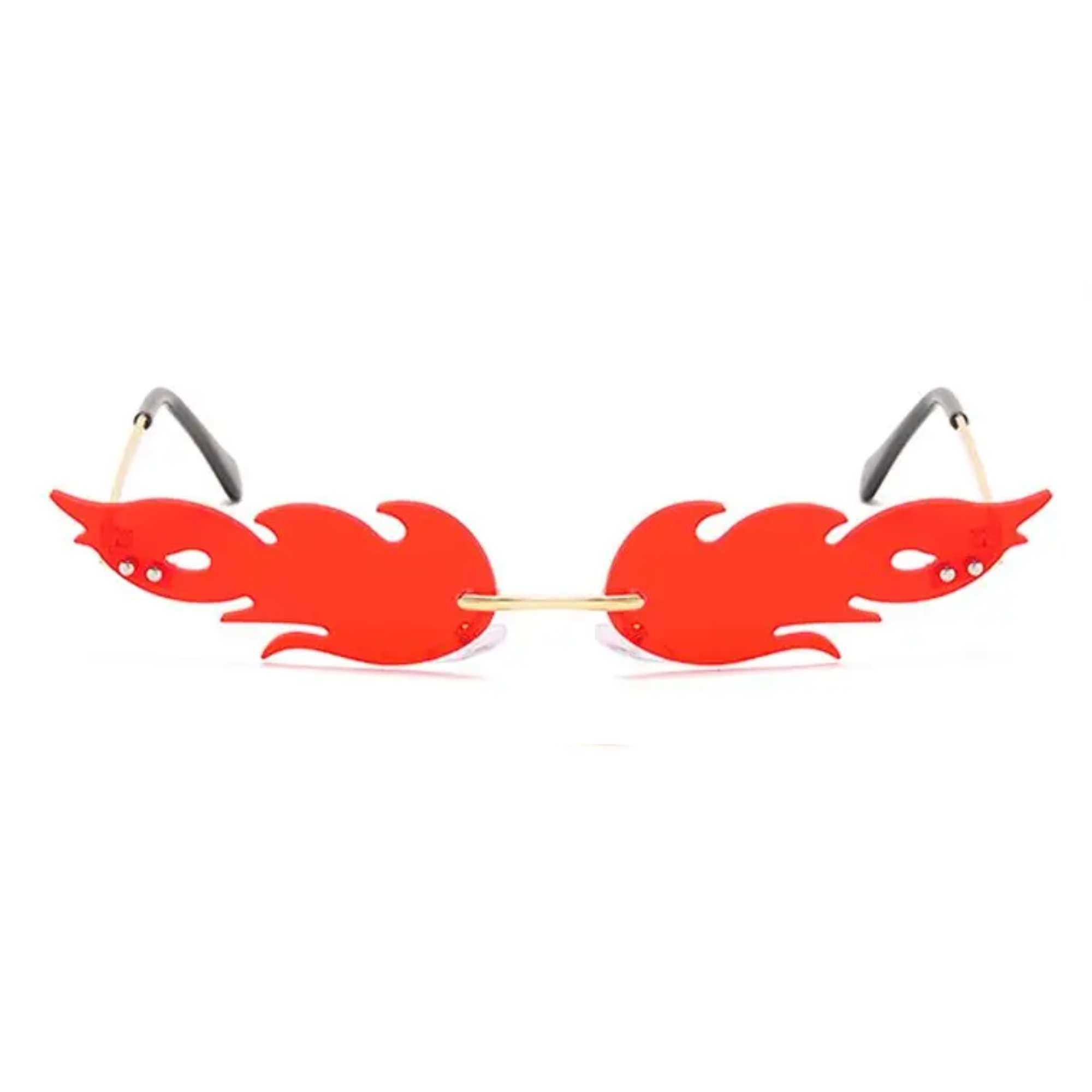 AUGEN By Visions India Retro Vintage Fire Design Rimless Flame Abstract Unisex Sunglasses UV400 Protected Medium Size (C5, 168)