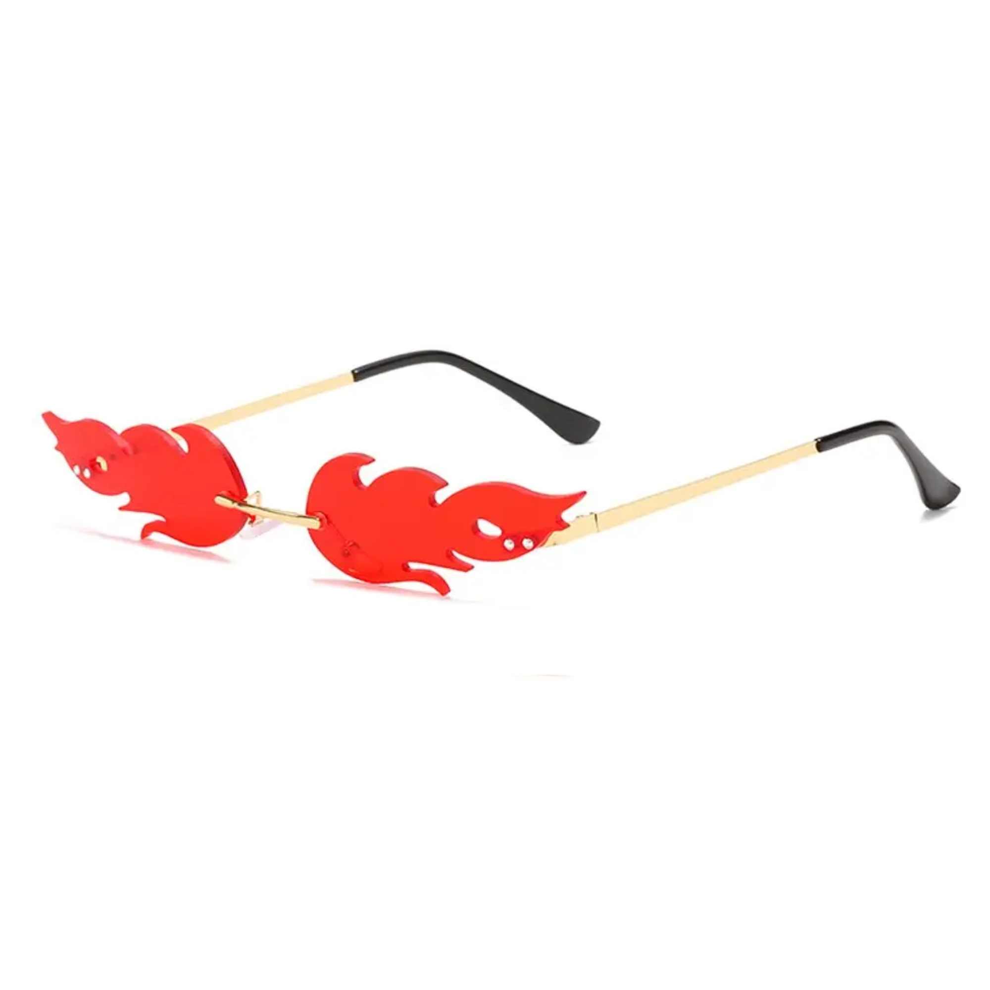 AUGEN By Visions India Retro Vintage Fire Design Rimless Flame Abstract Unisex Sunglasses UV400 Protected Medium Size (C5, 168)