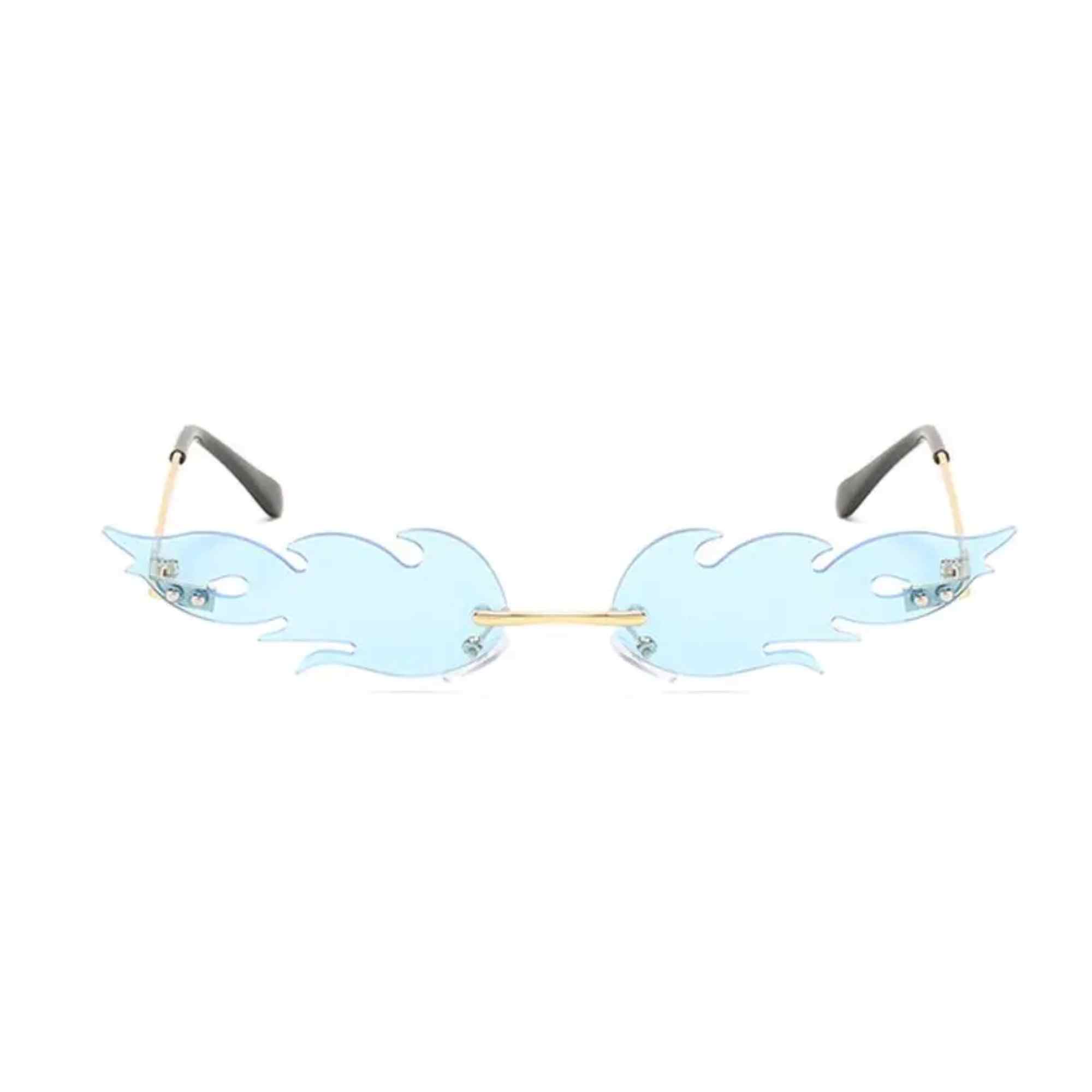 AUGEN By Visions India Retro Vintage Fire Design Rimless Flame Abstract Unisex Sunglasses UV400 Protected Medium Size (C8, 168)