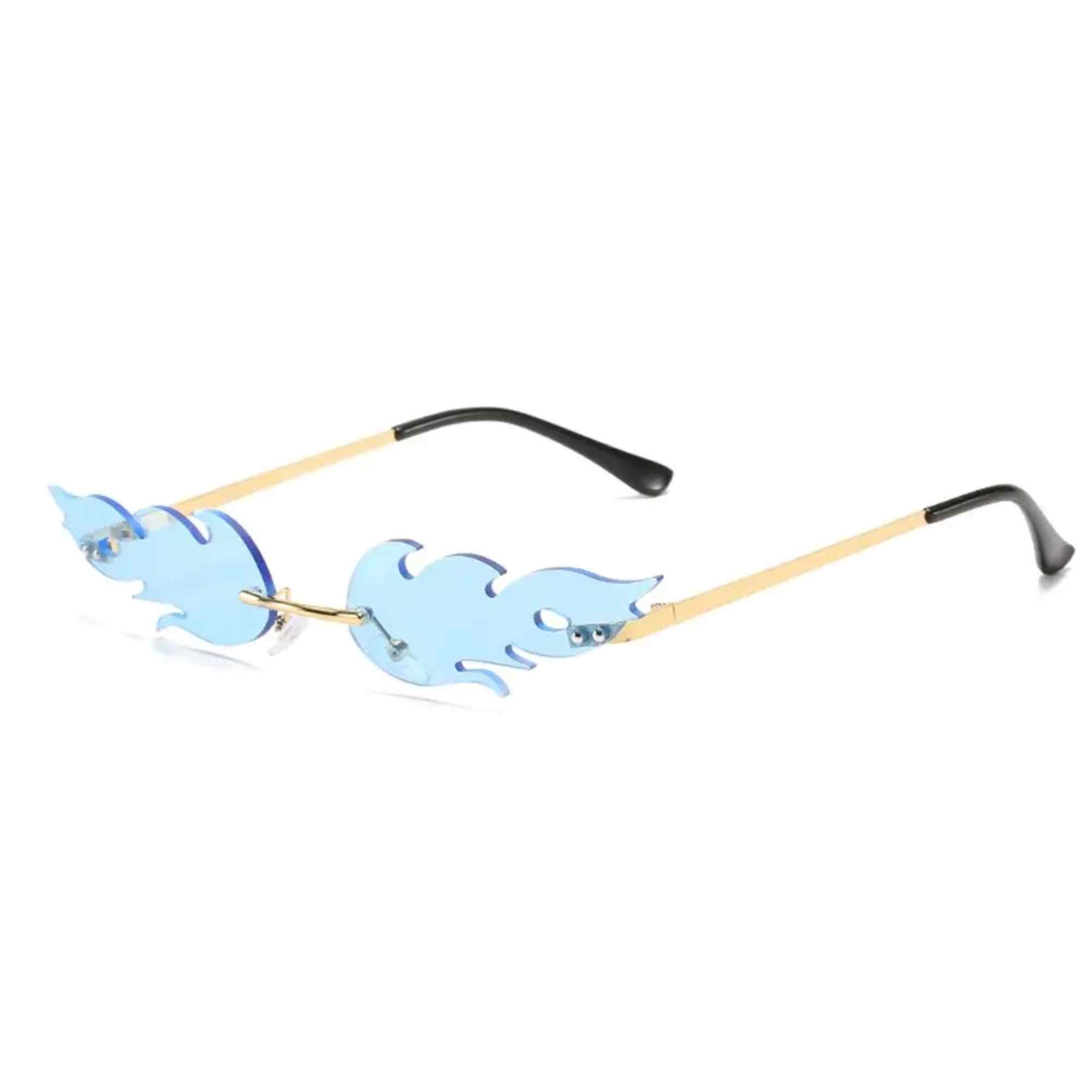 AUGEN By Visions India Retro Vintage Fire Design Rimless Flame Abstract Unisex Sunglasses UV400 Protected Medium Size (C8, 168)