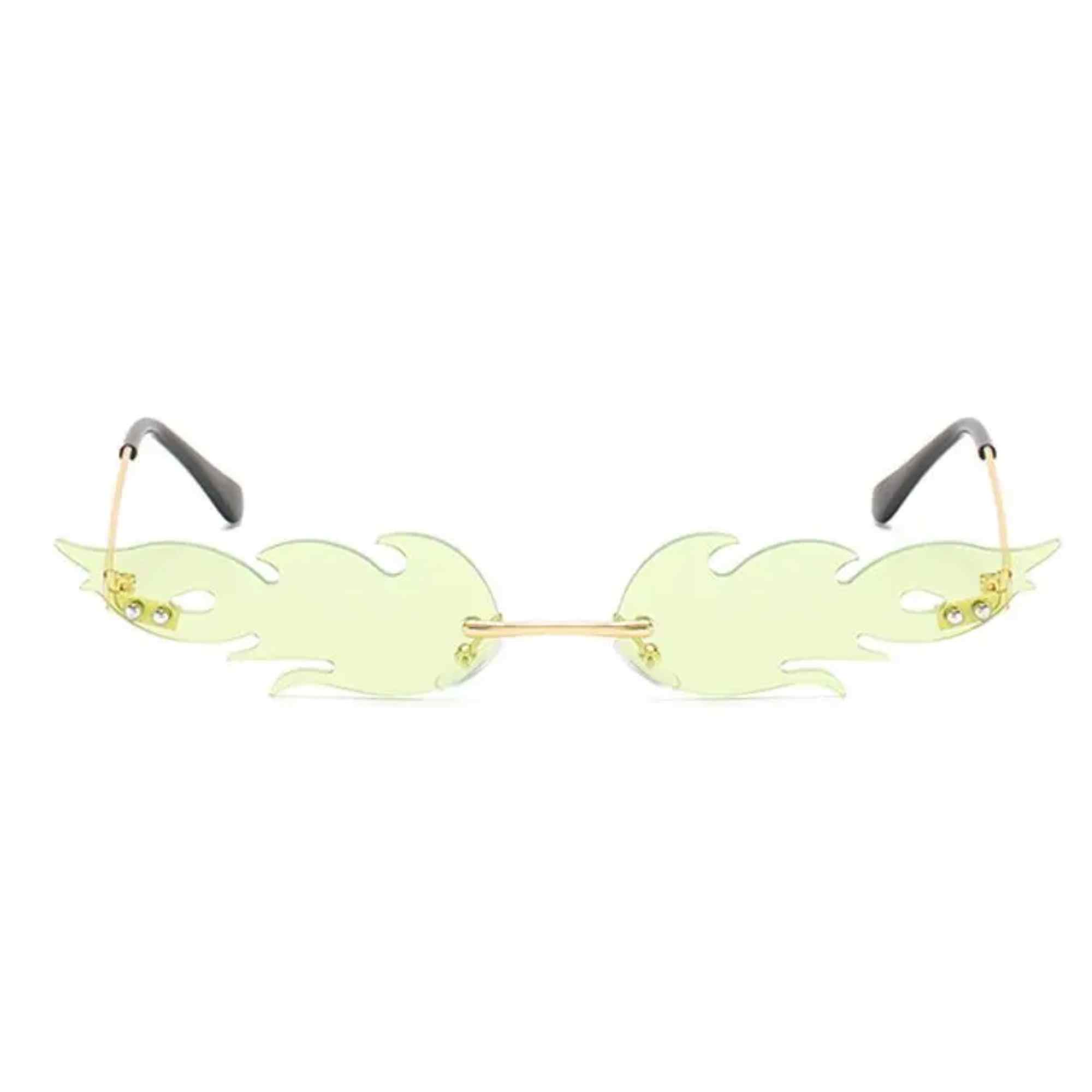 AUGEN By Visions India Retro Vintage Fire Design Rimless Flame Abstract Unisex Sunglasses UV400 Protected Medium Size (C9, 168)