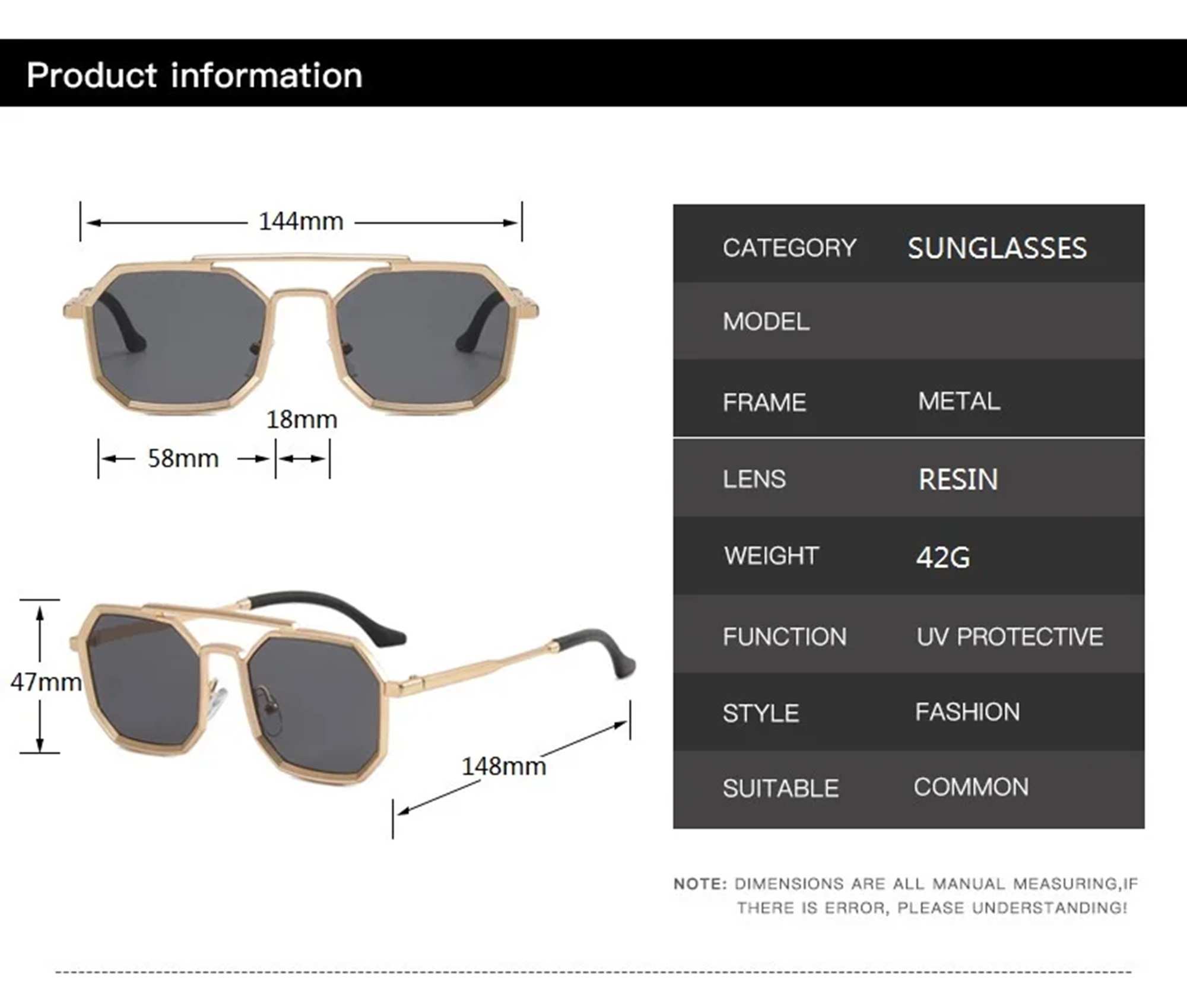 AUGEN By Visions India Retro Vintage Round Metal Abstract Unisex Sunglasses UV400 Protected Medium Size (C9, 170)