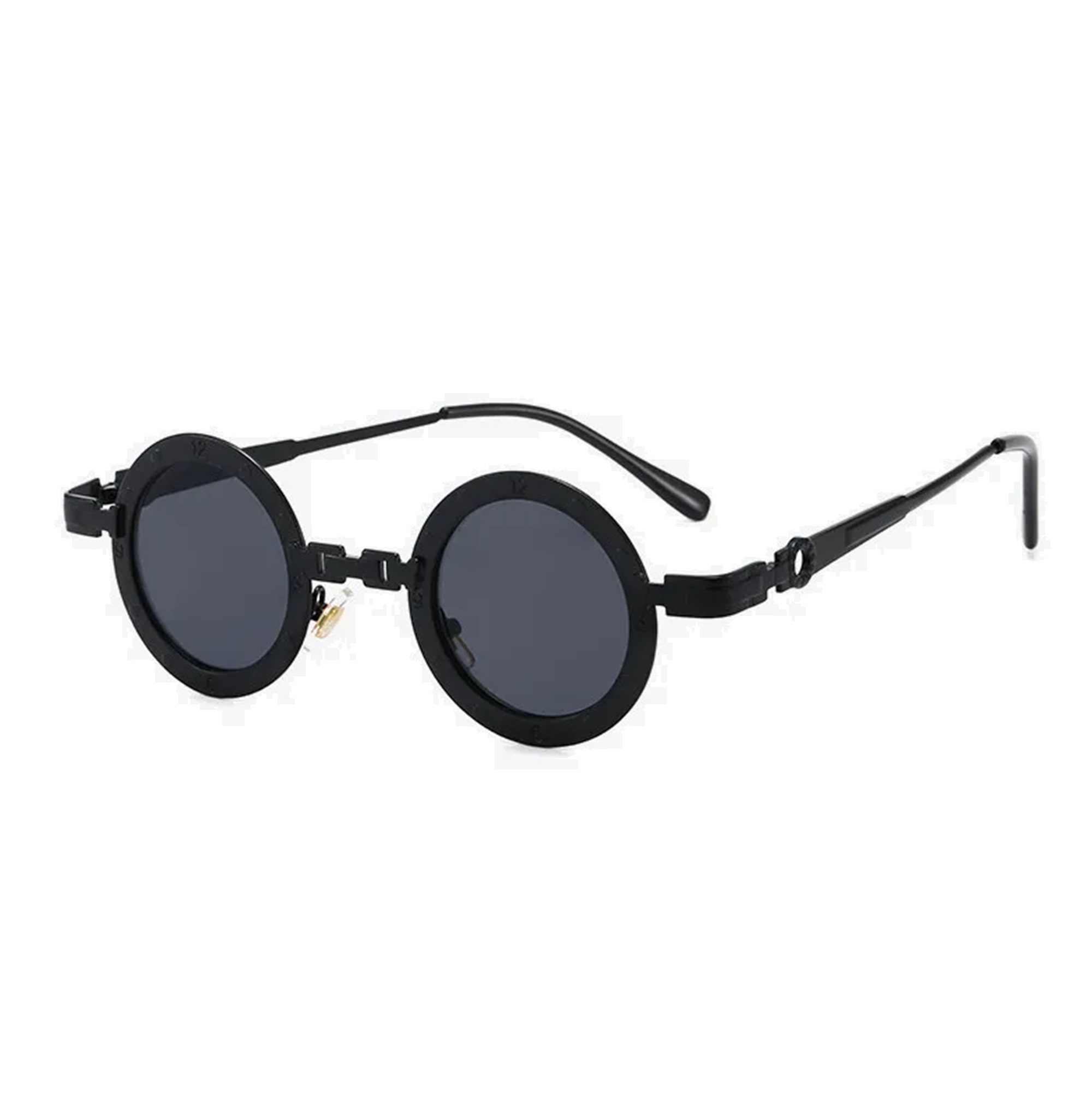 AUGEN By Visions India Retro Vintage Round Metal Abstract Unisex Sunglasses UV400 Protected Small Size (C1, 171)