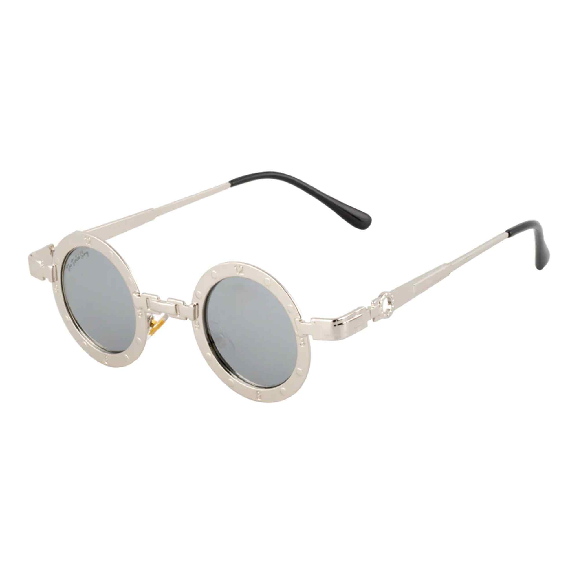 AUGEN By Visions India Retro Vintage Round Metal Abstract Unisex Sunglasses UV400 Protected Small Size (C3, 171)