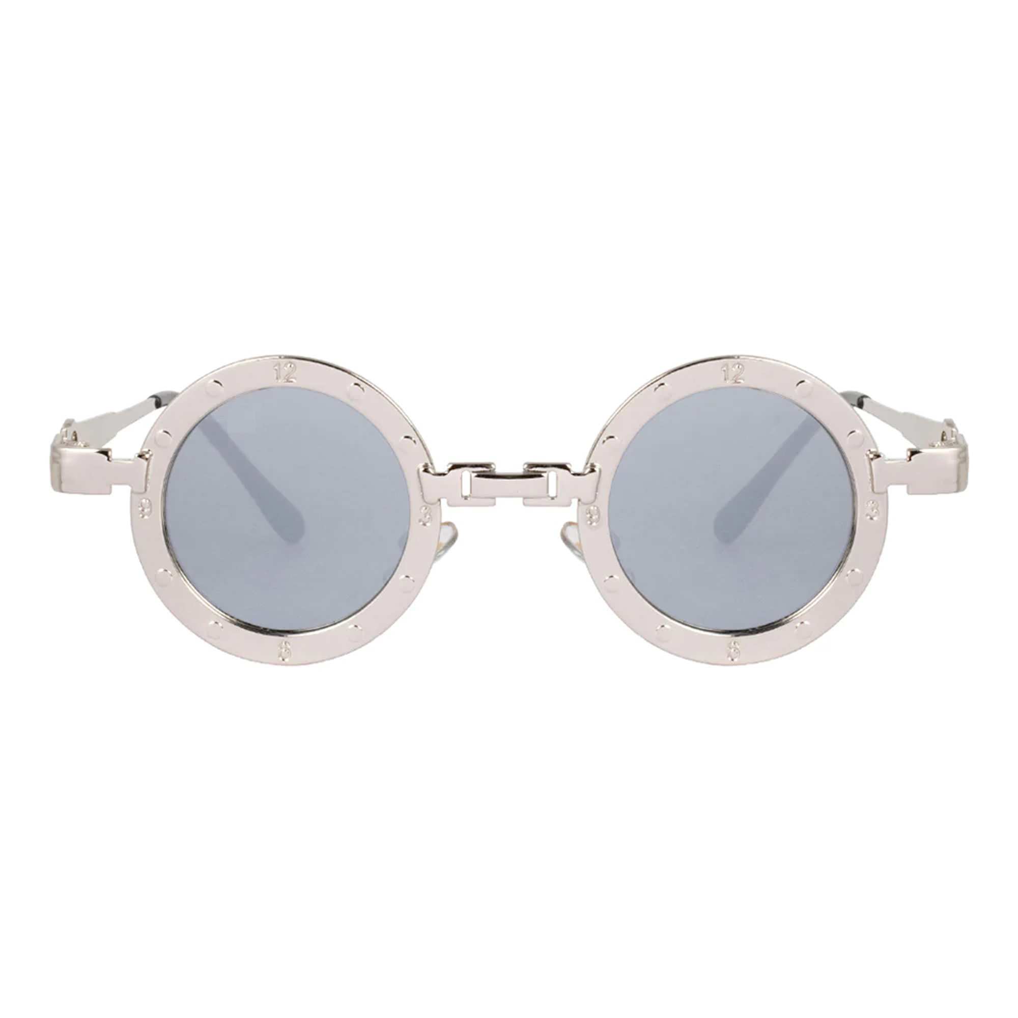 AUGEN By Visions India Retro Vintage Round Metal Abstract Unisex Sunglasses UV400 Protected Small Size (C3, 171)