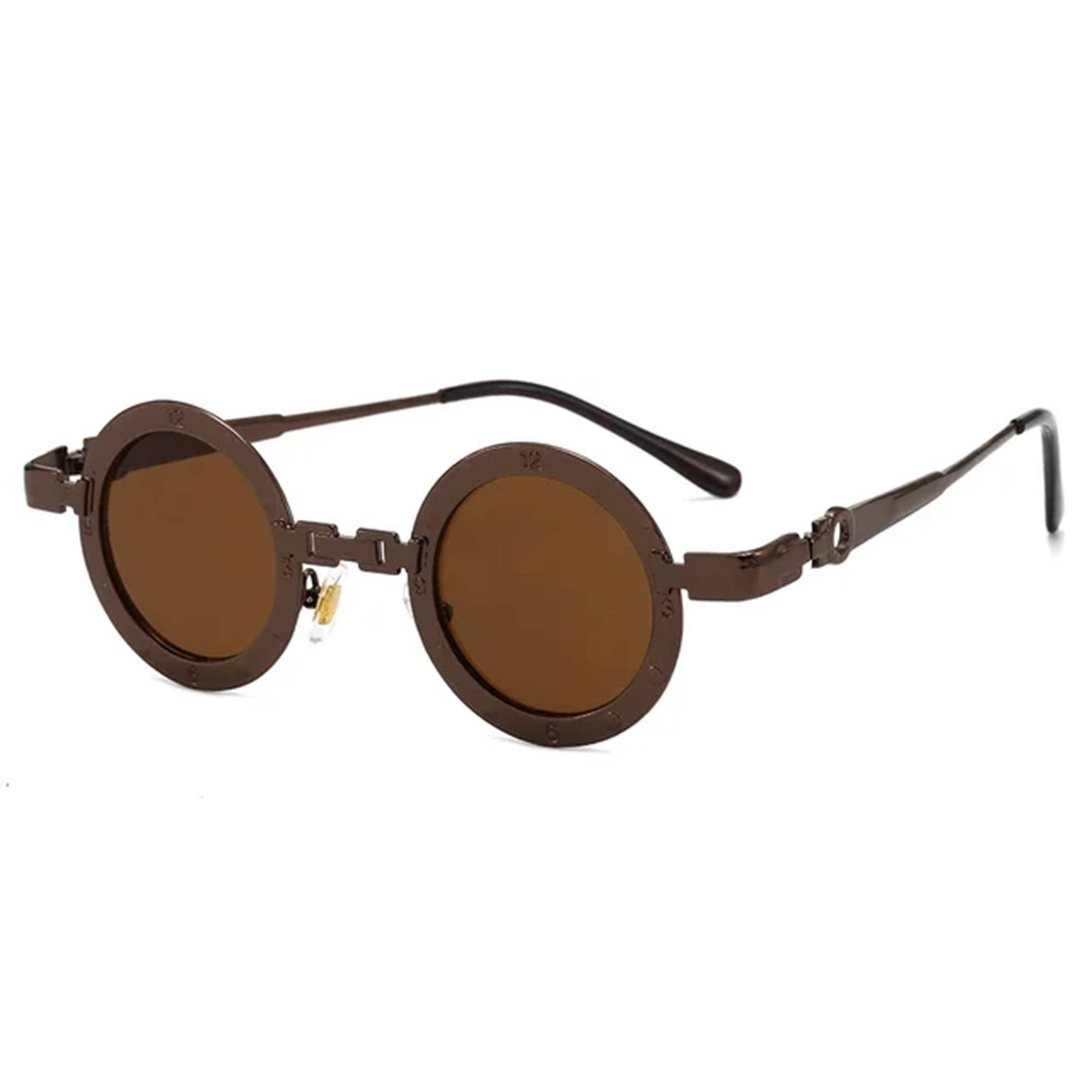 AUGEN By Visions India Retro Vintage Round Metal Abstract Unisex Sunglasses UV400 Protected Small Size (C5, 171)