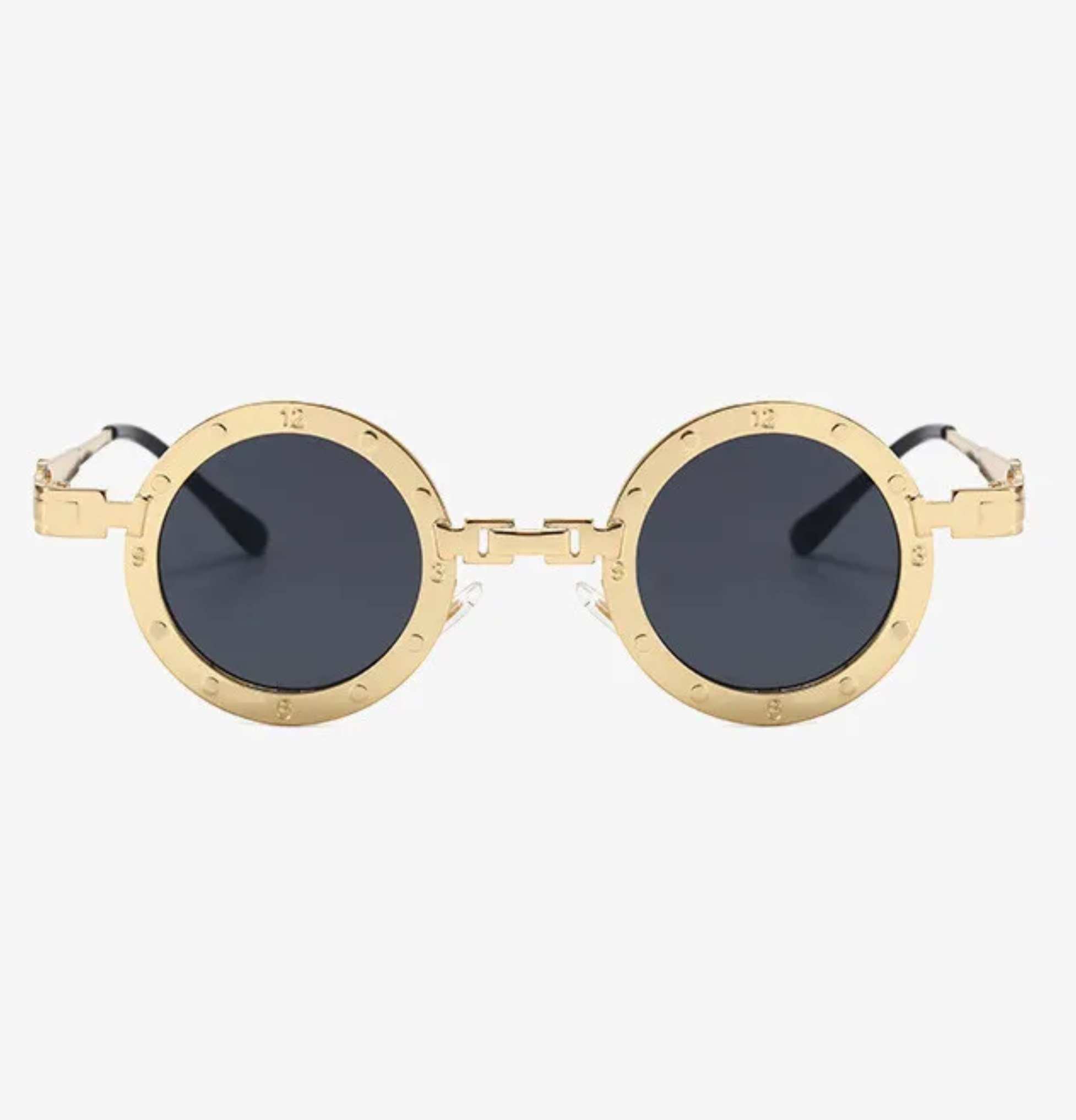 AUGEN By Visions India Retro Vintage Round Metal Abstract Unisex Sunglasses UV400 Protected Small Size (C6, 171)