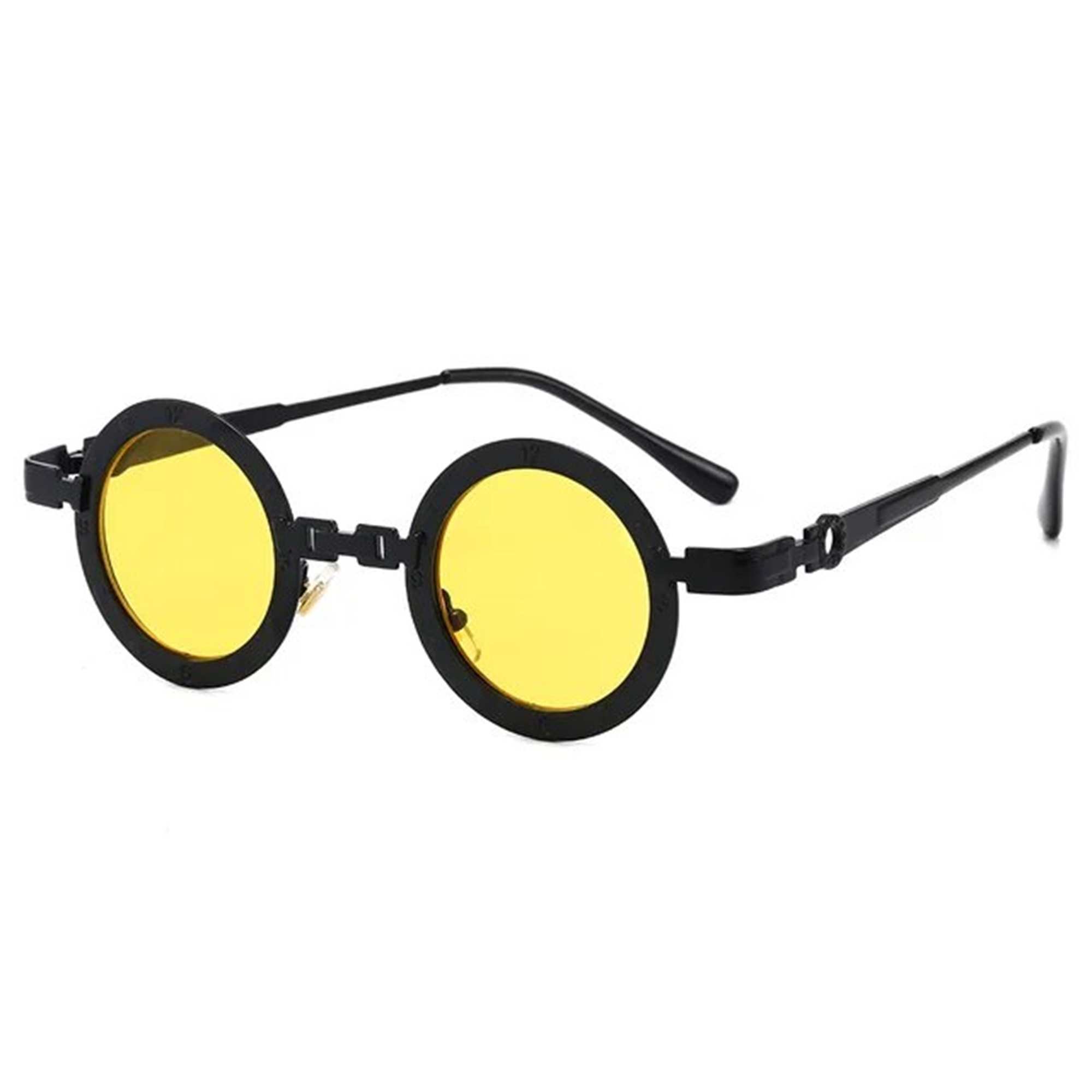 AUGEN By Visions India Retro Vintage Round Metal Abstract Unisex Sunglasses UV400 Protected Small Size (C8, 171)