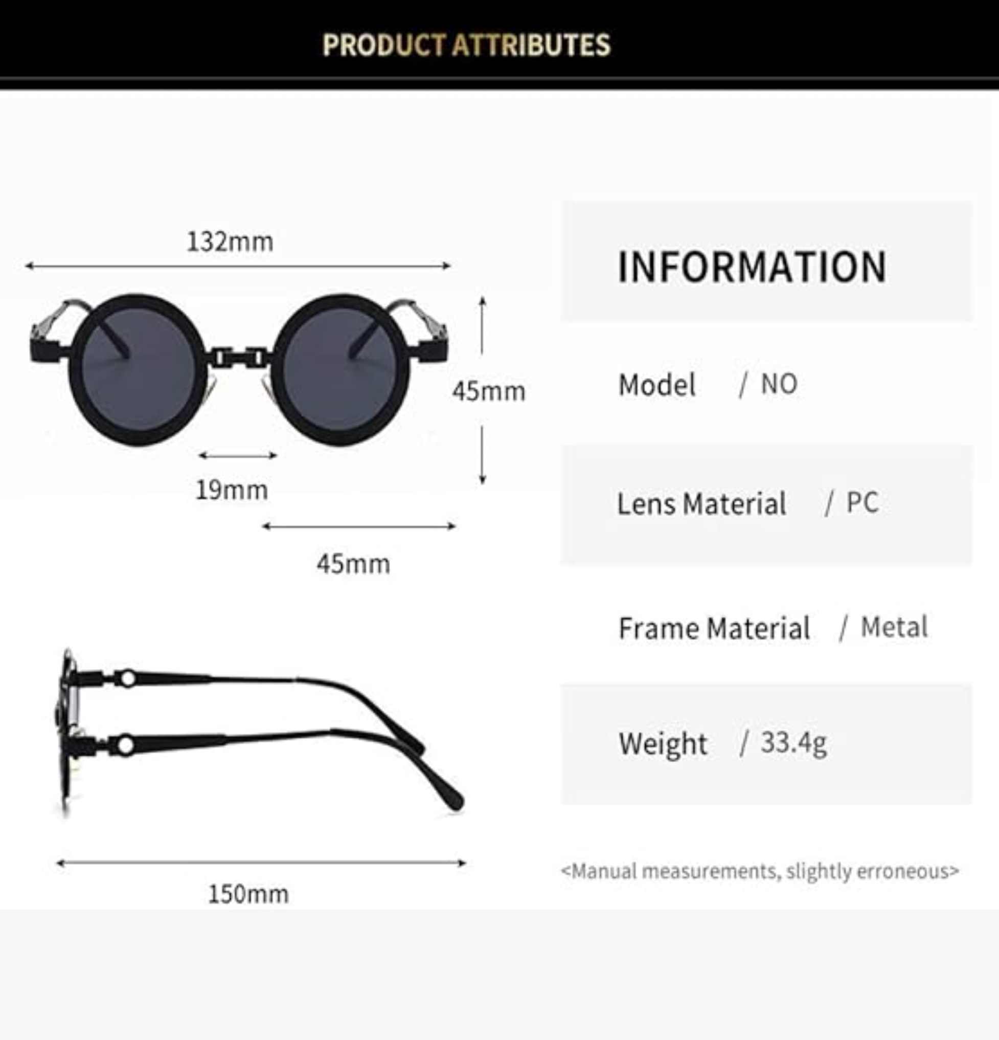 AUGEN By Visions India Retro Vintage Round Metal Abstract Unisex Sunglasses UV400 Protected Small Size (C9, 171)
