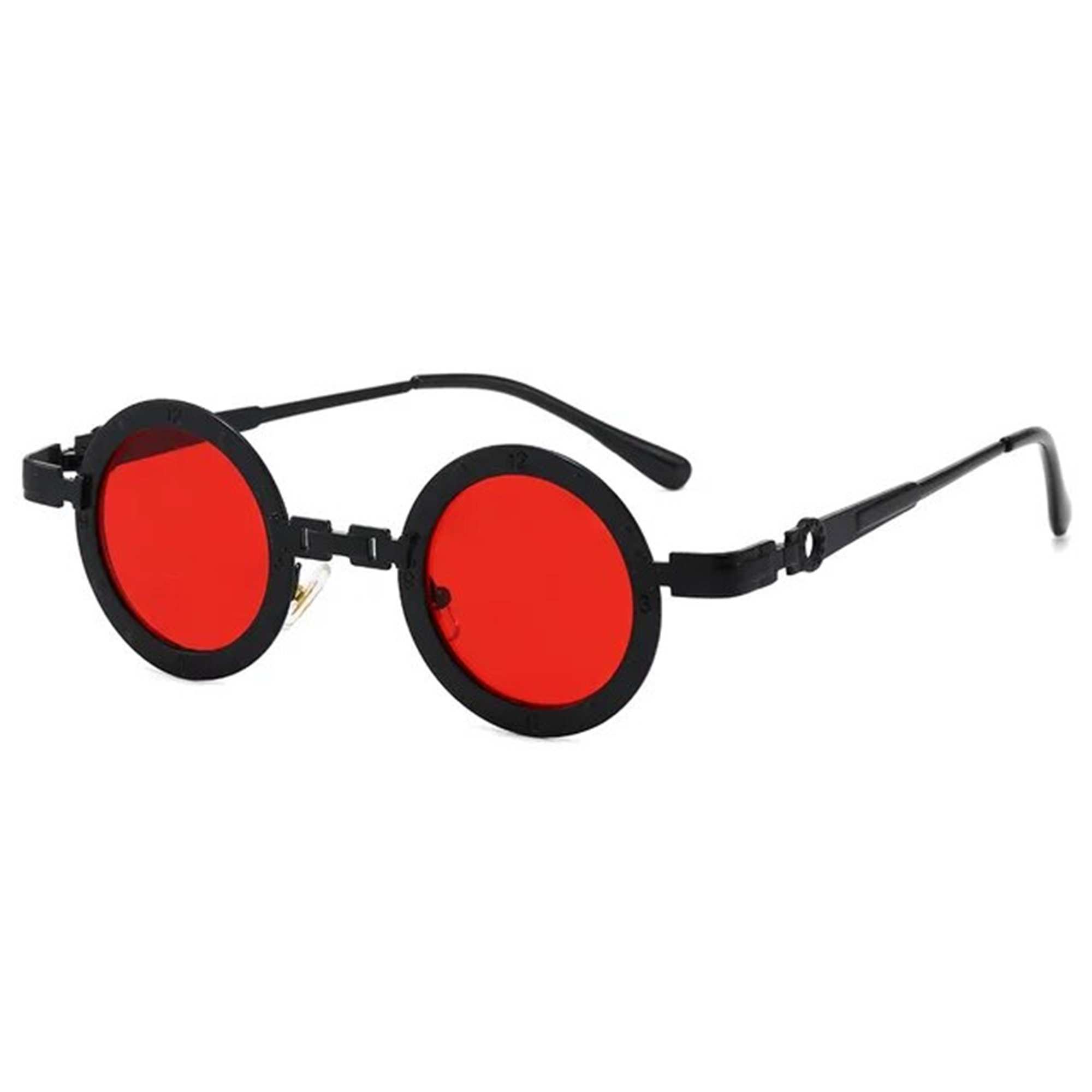 AUGEN By Visions India Retro Vintage Round Metal Abstract Unisex Sunglasses UV400 Protected Small Size (C9, 171)
