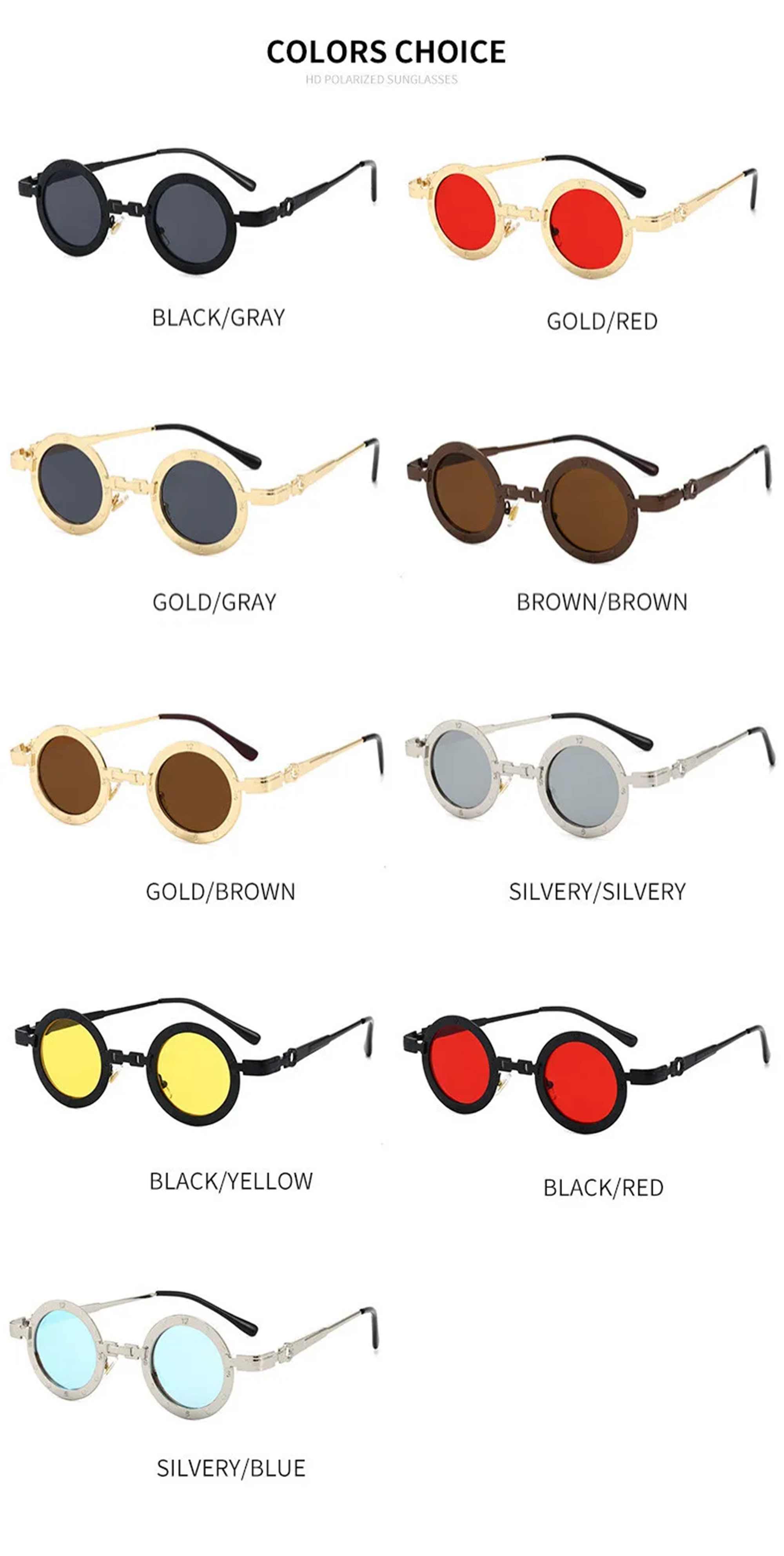AUGEN By Visions India Retro Vintage Round Metal Abstract Unisex Sunglasses UV400 Protected Small Size (C9, 171)