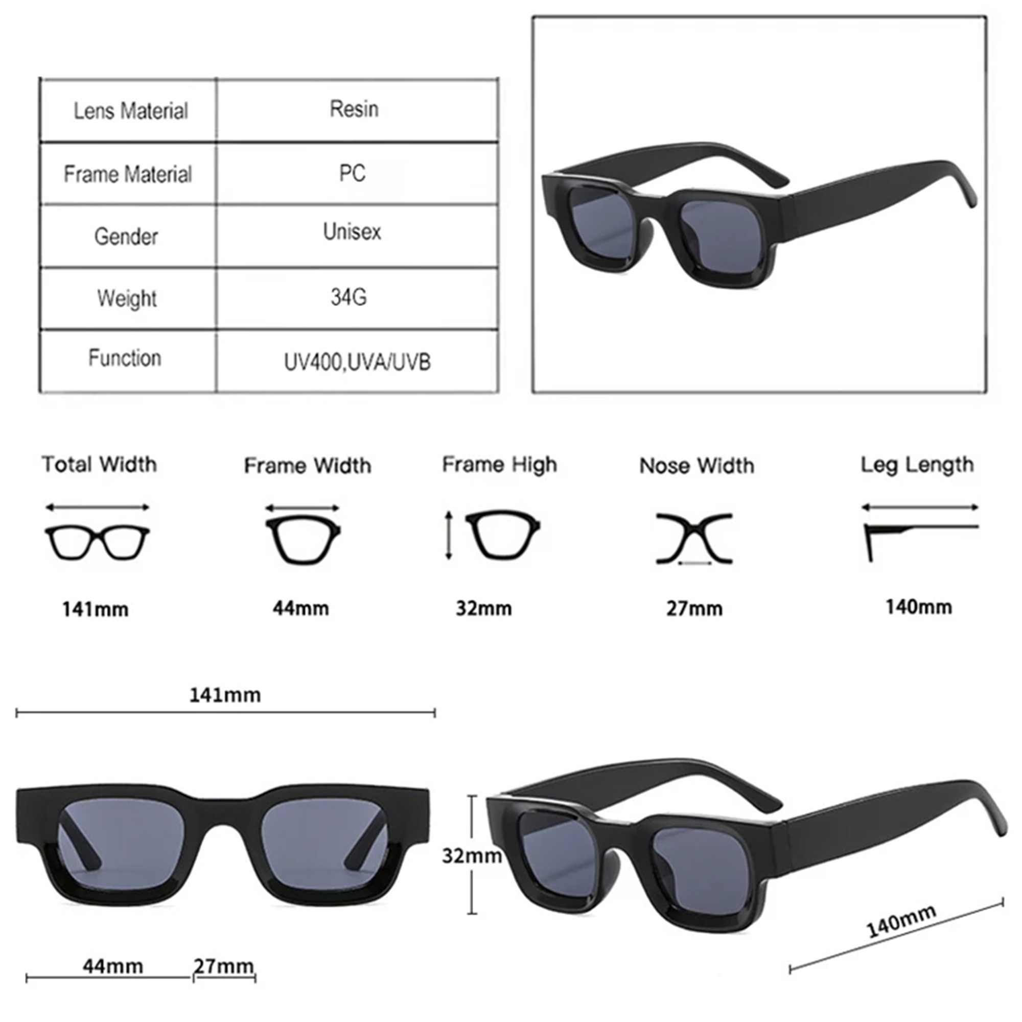 AUGEN By Visions India Retro Vintage Round Thick Abstract Unisex Sunglasses UV400 Protected Medium Size (C8, 173)