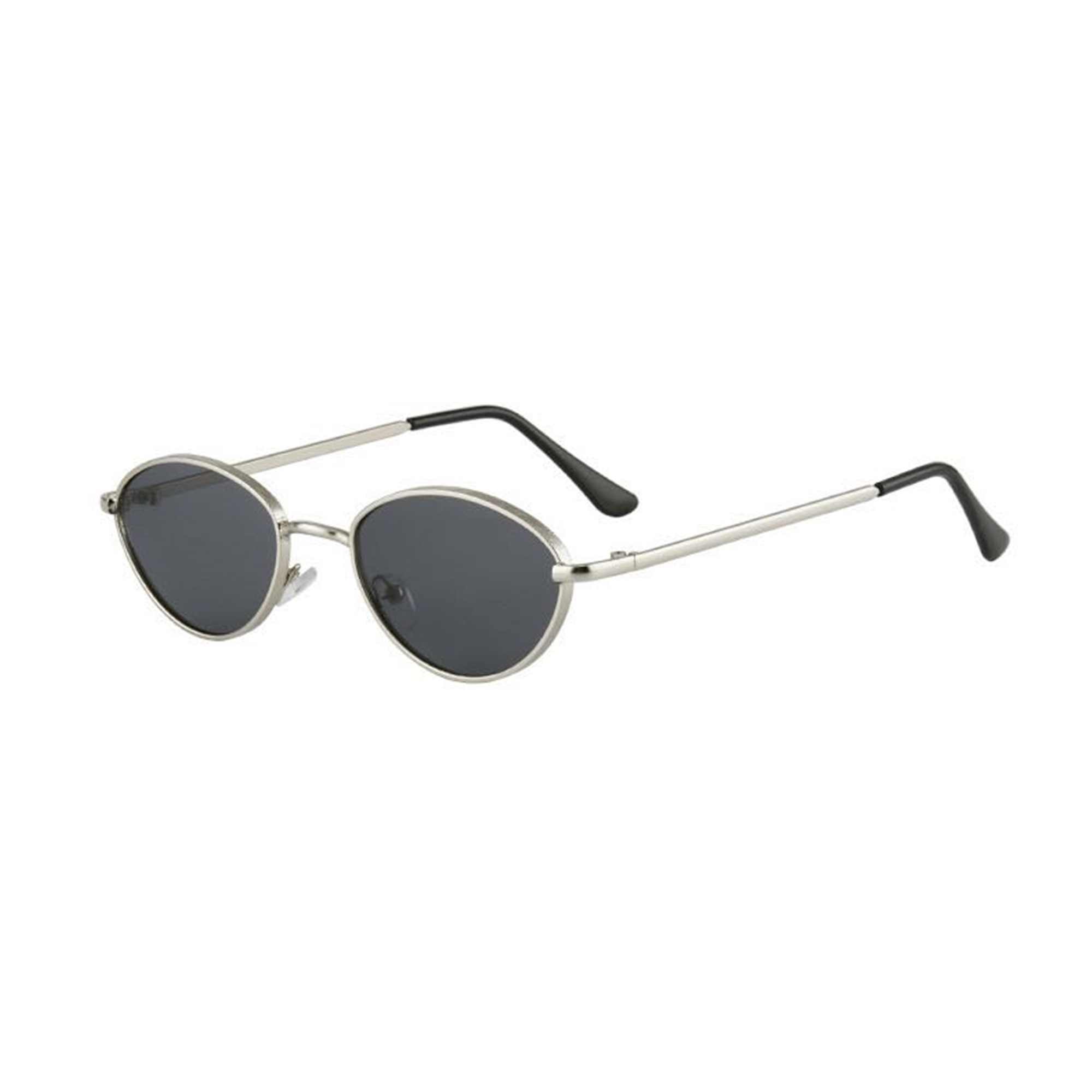 AUGEN By Visions India Retro Vintage Sleek Oval Metal Abstract Unisex Sunglasses UV400 Protected Medium Size (C2, 175)