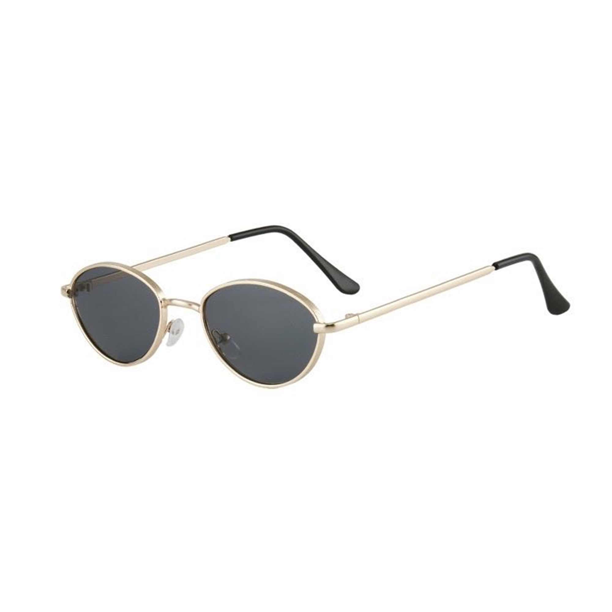 AUGEN By Visions India Retro Vintage Sleek Oval Metal Abstract Unisex Sunglasses UV400 Protected Medium Size (C3, 175)