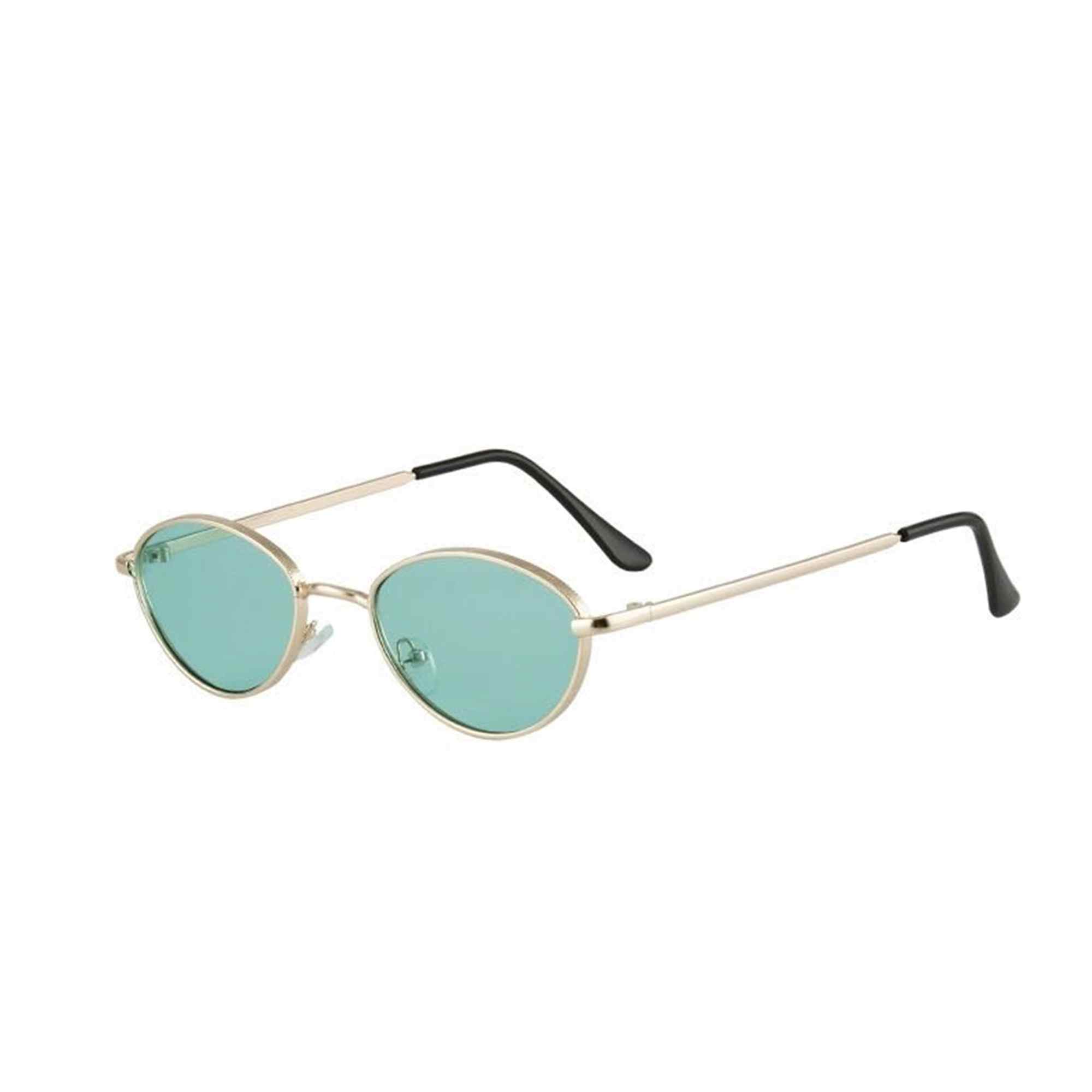 AUGEN By Visions India Retro Vintage Sleek Oval Metal Abstract Unisex Sunglasses UV400 Protected Medium Size (C6, 175)