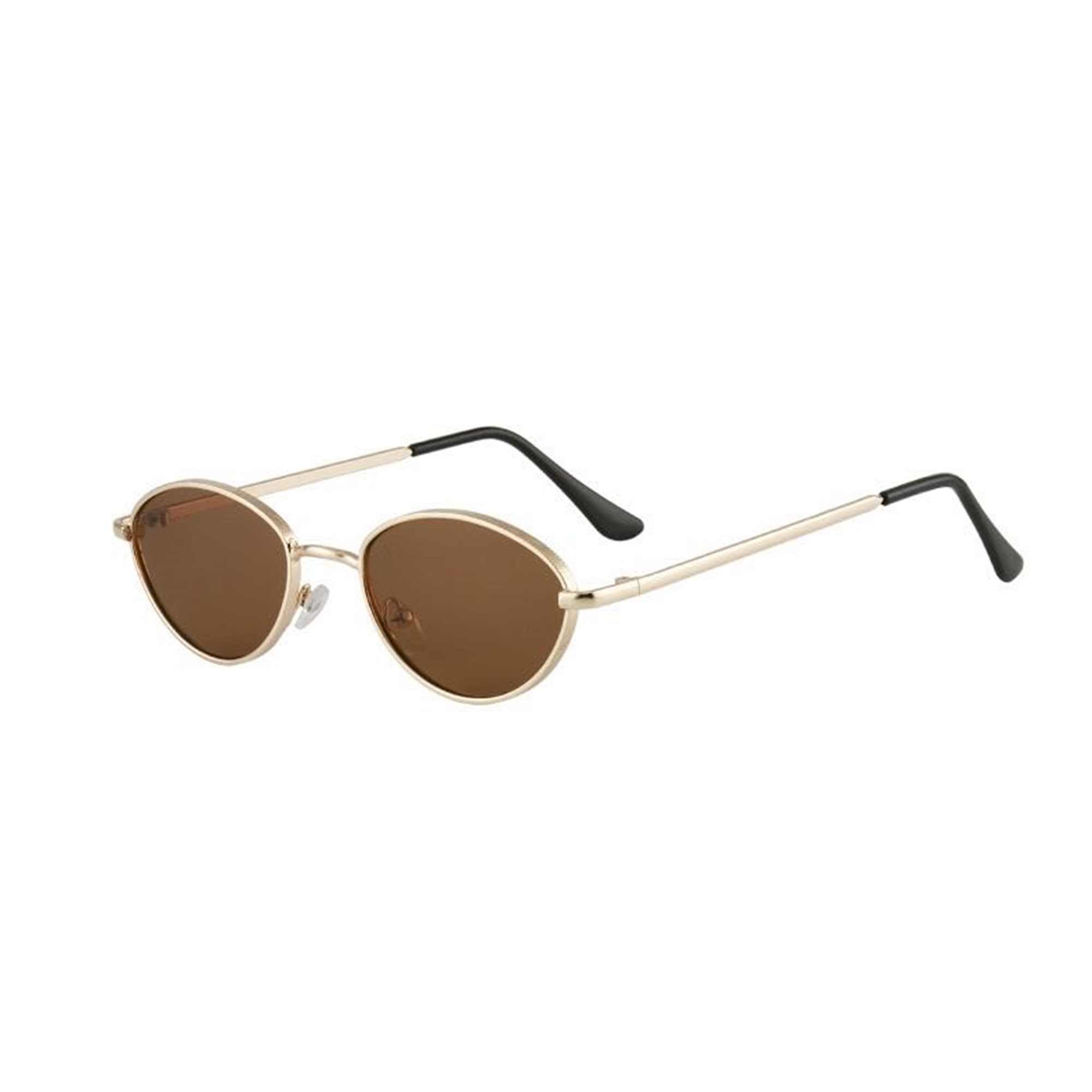 AUGEN By Visions India Retro Vintage Sleek Oval Metal Abstract Unisex Sunglasses UV400 Protected Medium Size (C8, 175)
