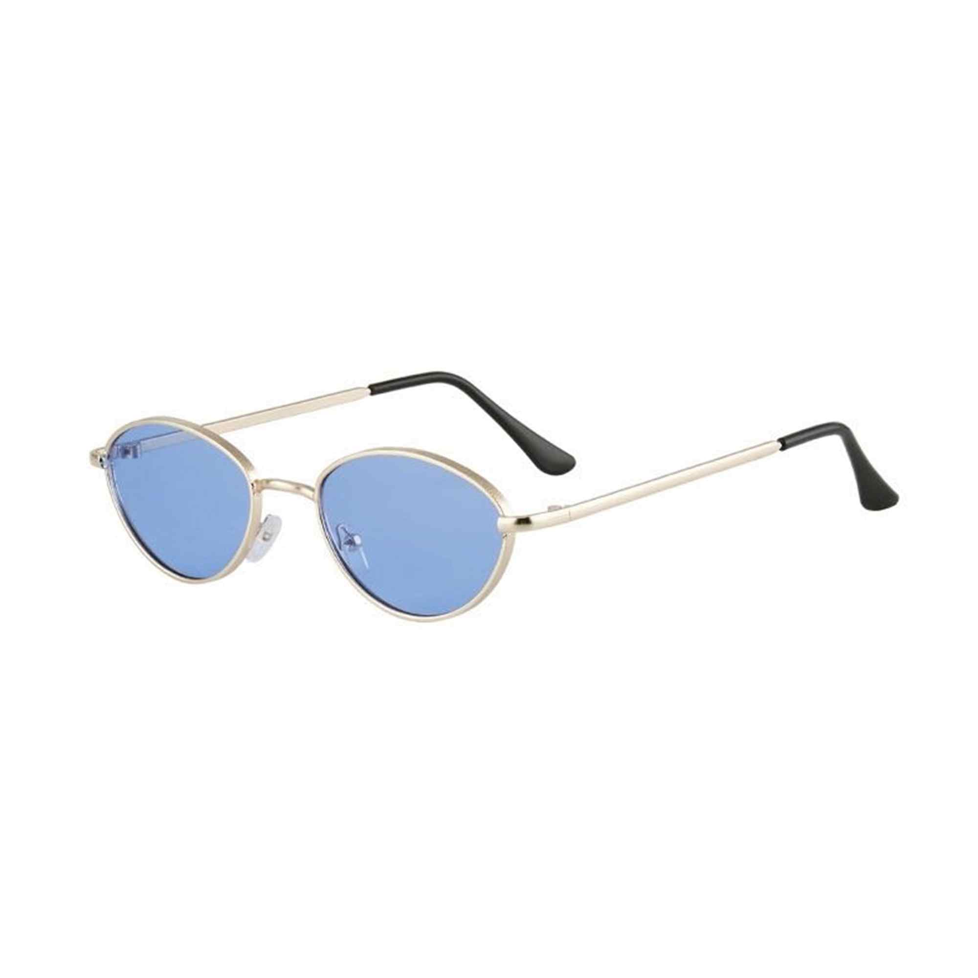 AUGEN By Visions India Retro Vintage Sleek Oval Metal Abstract Unisex Sunglasses UV400 Protected Medium Size (C9, 175)