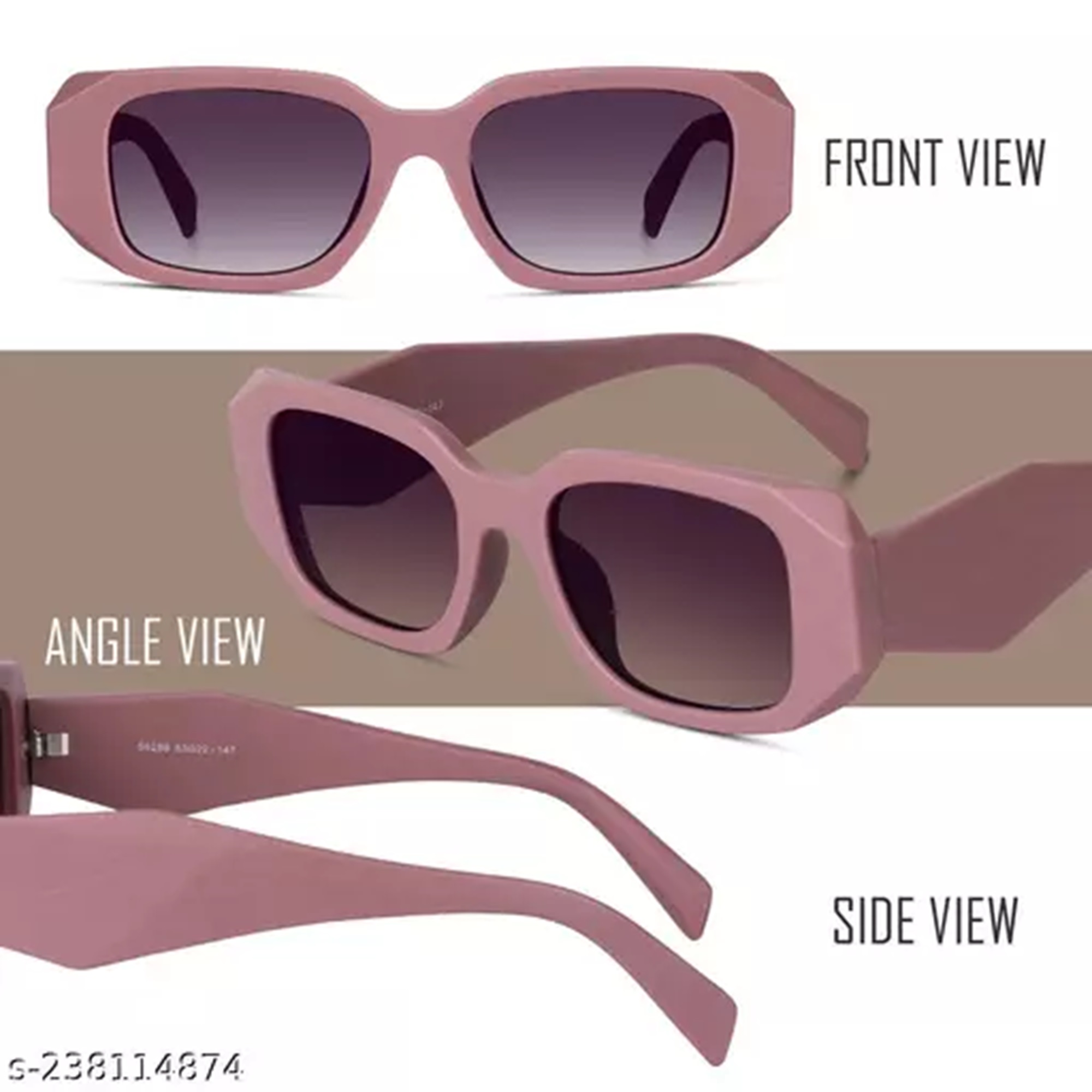 AUGEN By Visions India Retro Vintage Oval Plastic Abstract Unisex Sunglasses UV400 Protected Medium Size (C1, 176)