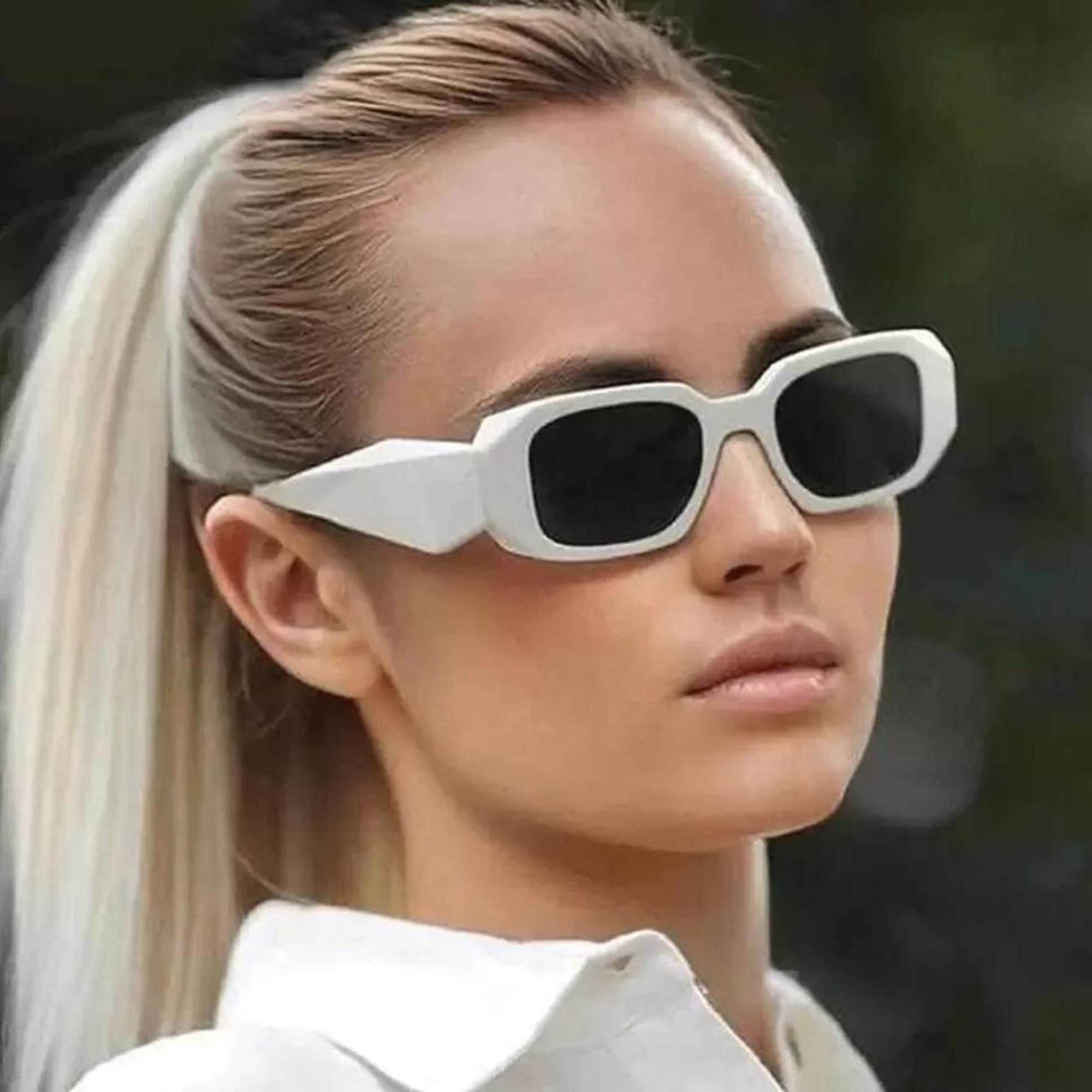 AUGEN By Visions India Retro Vintage Oval Plastic Abstract Unisex Sunglasses UV400 Protected Medium Size (C2, 176)