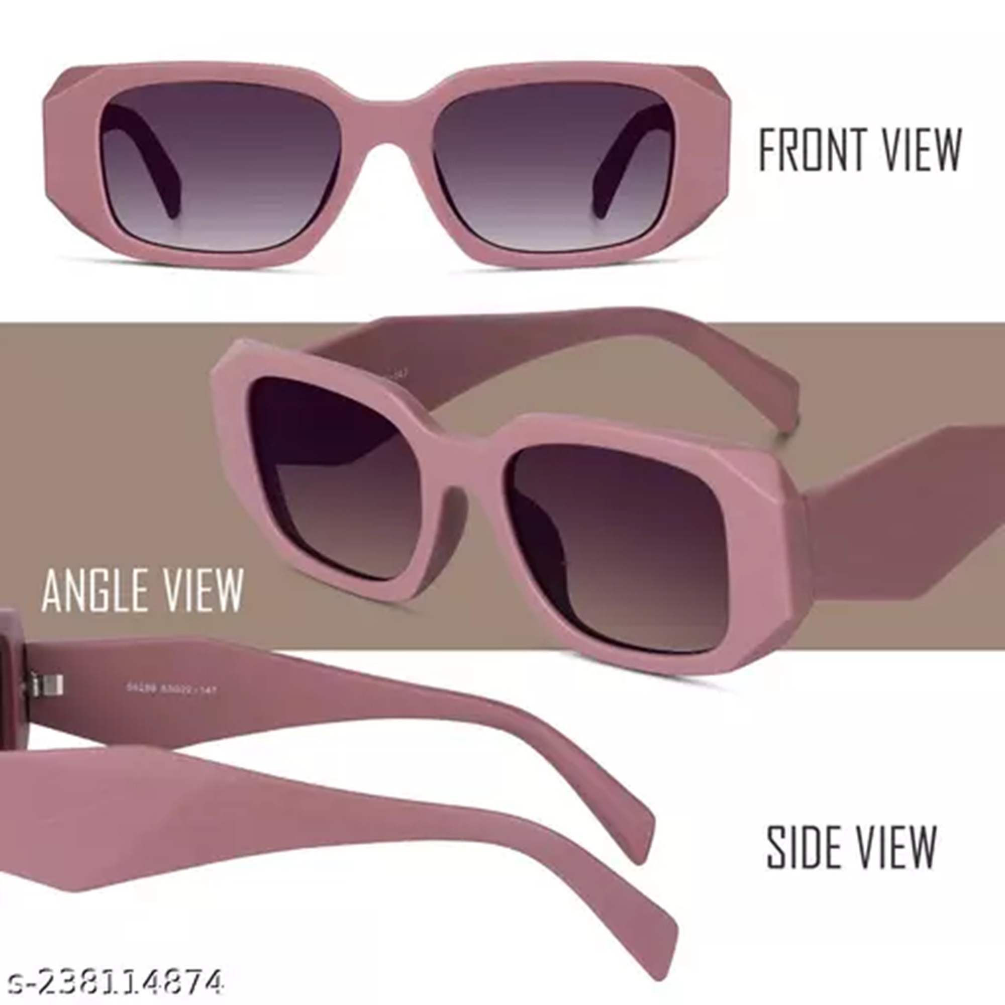 AUGEN By Visions India Retro Vintage Oval Plastic Abstract Unisex Sunglasses UV400 Protected Medium Size (C2, 176)
