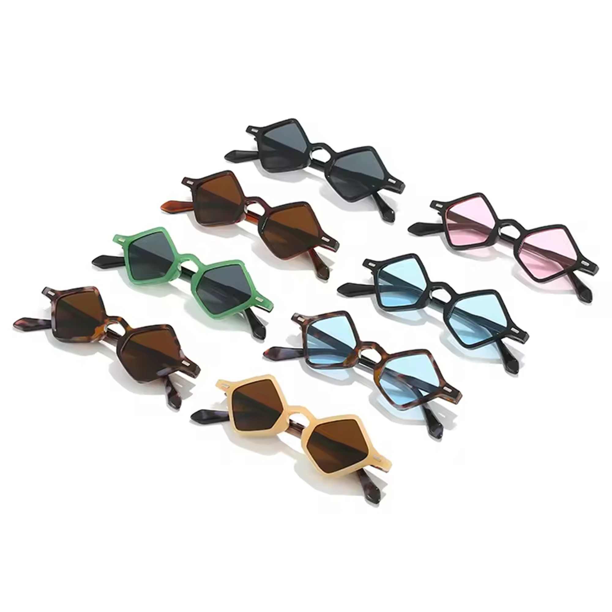 AUGEN Modern Hexagonal Plastic Unisex Sunglasses UV 400 Protected Small Size (178-C7)