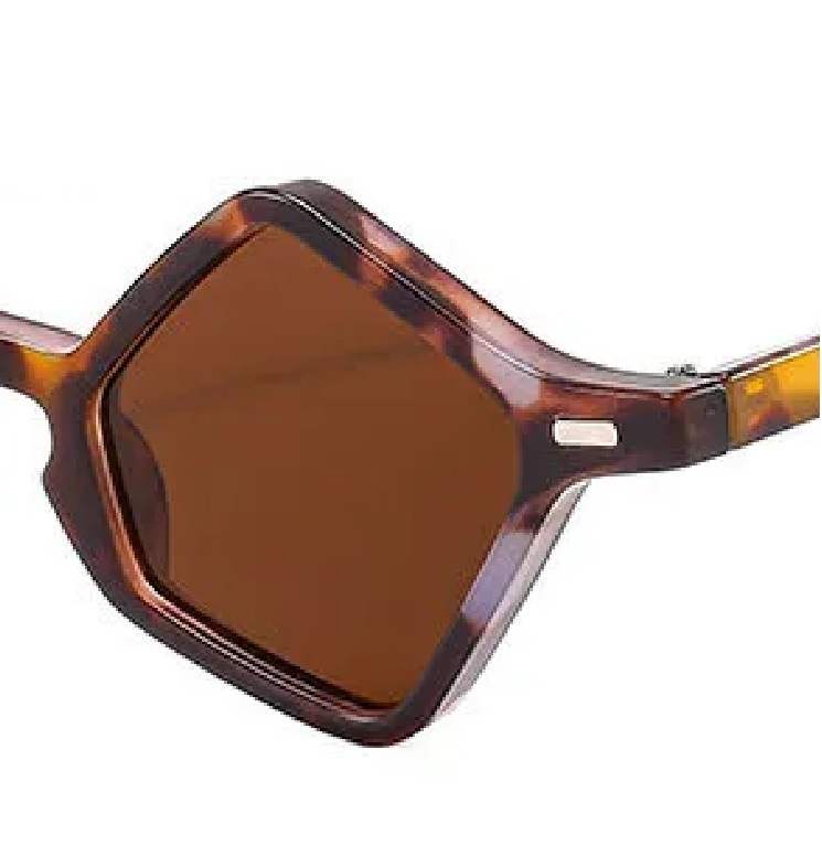 AUGEN Modern Hexagonal Plastic Unisex Sunglasses UV 400 Protected Small Size (178-C7)