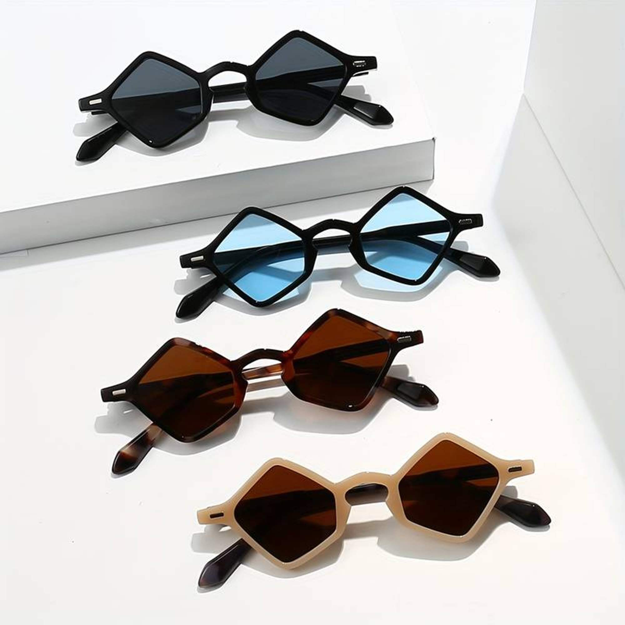 AUGEN Modern Hexagonal Plastic Unisex Sunglasses UV 400 Protected Small Size (178-C7)