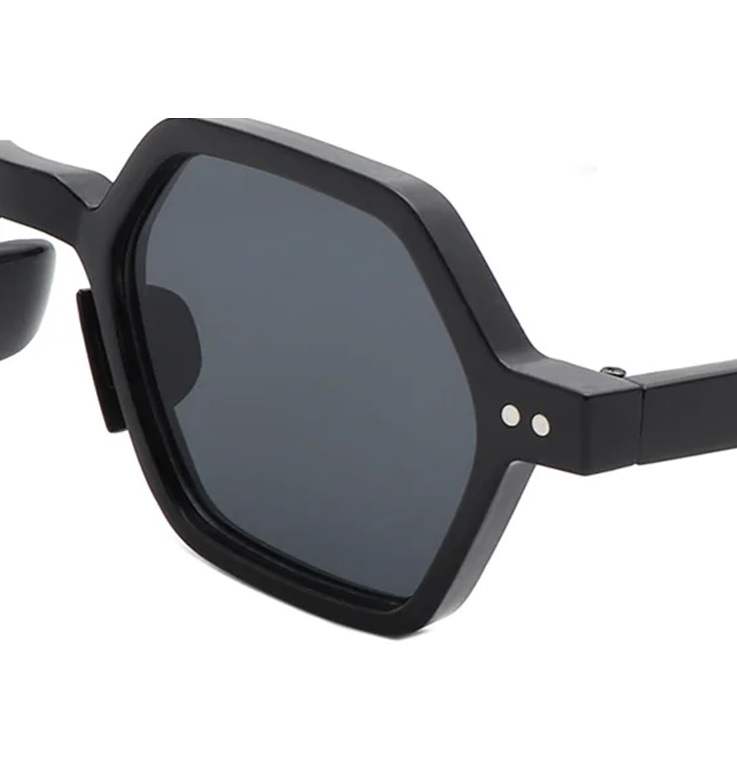 AUGEN Modern Hexagonal Plastic Unisex Sunglasses UV 400 Protected Small Size (180-C1)
