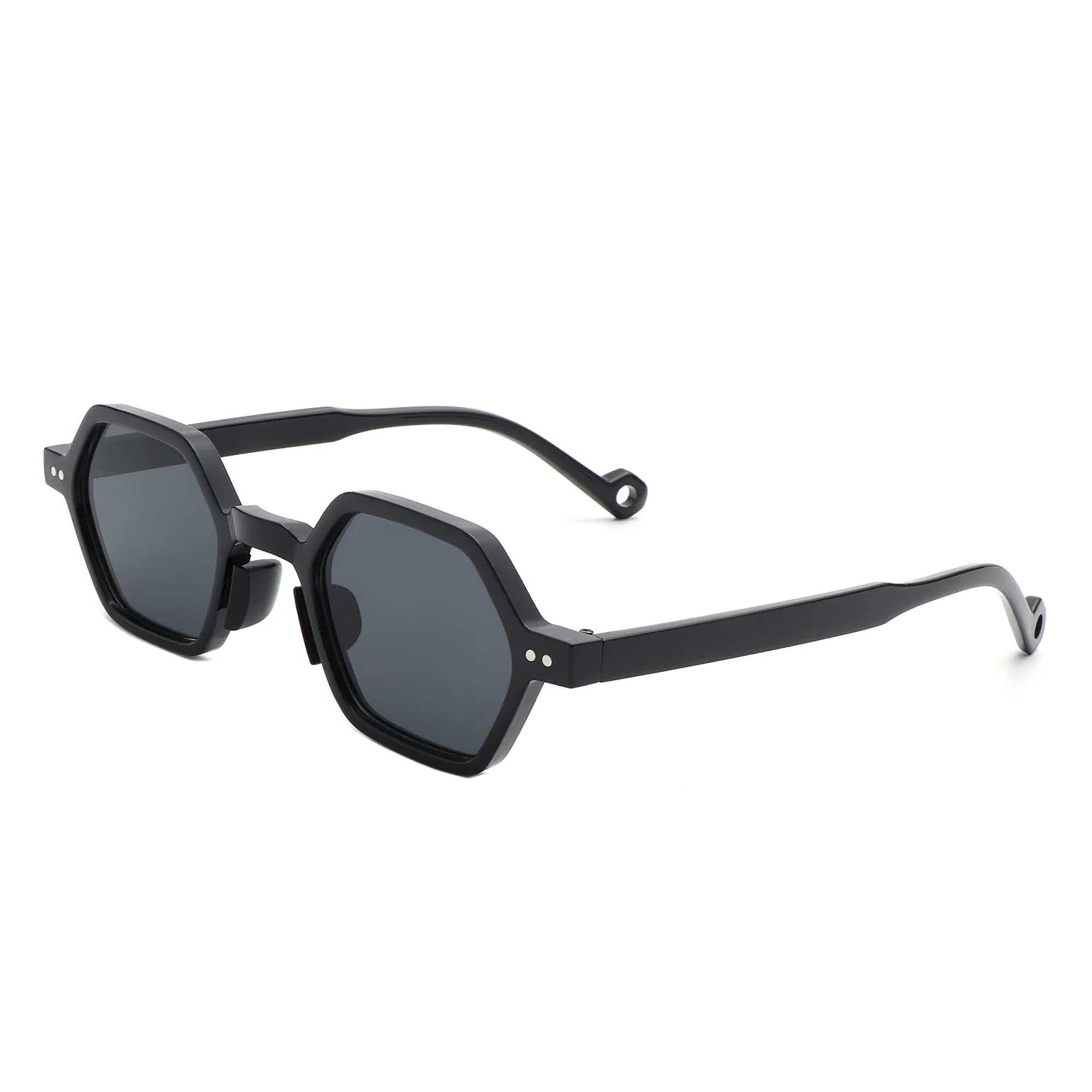 AUGEN Modern Hexagonal Plastic Unisex Sunglasses UV 400 Protected Small Size (180-C1)