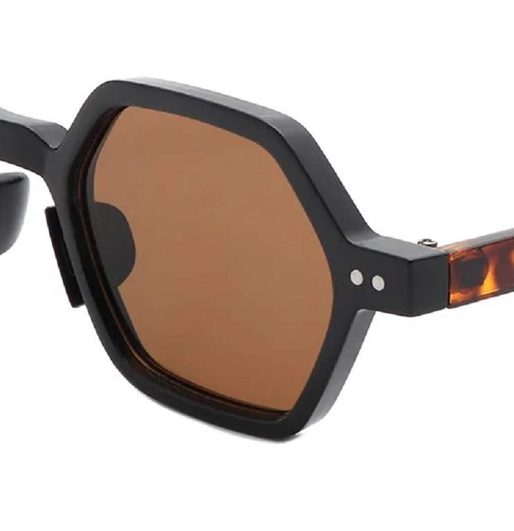 AUGEN Modern Hexagonal Plastic Unisex Sunglasses UV 400 Protected Small Size (180-C2)
