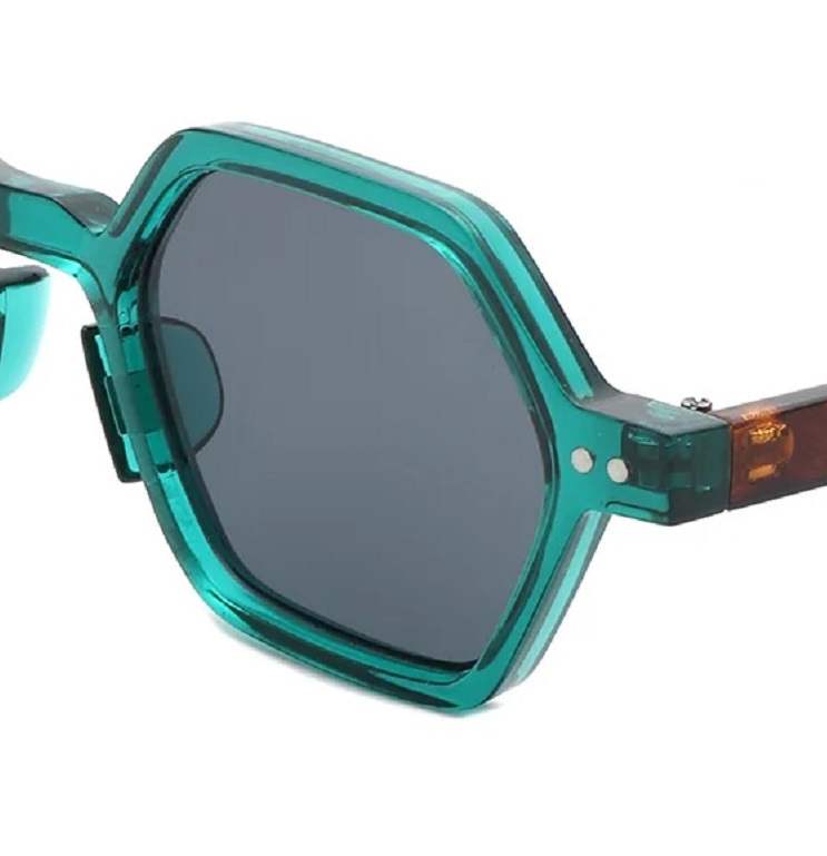 AUGEN Modern Hexagonal Plastic Unisex Sunglasses UV 400 Protected Small Size (180-C3)