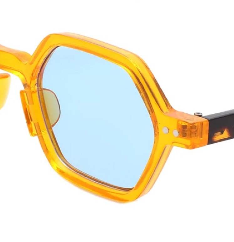 AUGEN Modern Hexagonal Plastic Unisex Sunglasses UV 400 Protected Small Size (180-C4)
