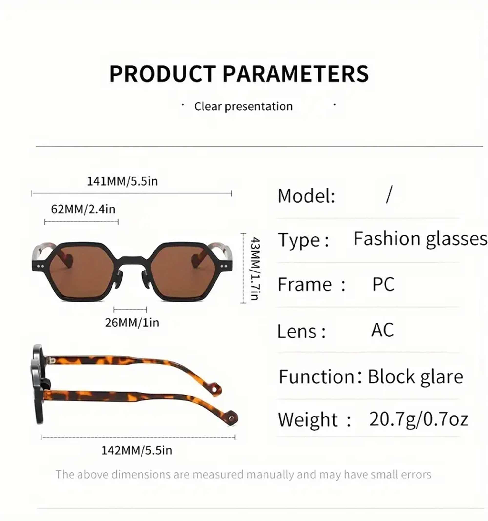 AUGEN Modern Hexagonal Plastic Unisex Sunglasses UV 400 Protected Small Size (180-C7)