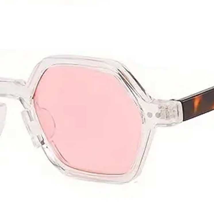 AUGEN Modern Hexagonal Plastic Unisex Sunglasses UV 400 Protected Small Size (180-C8)