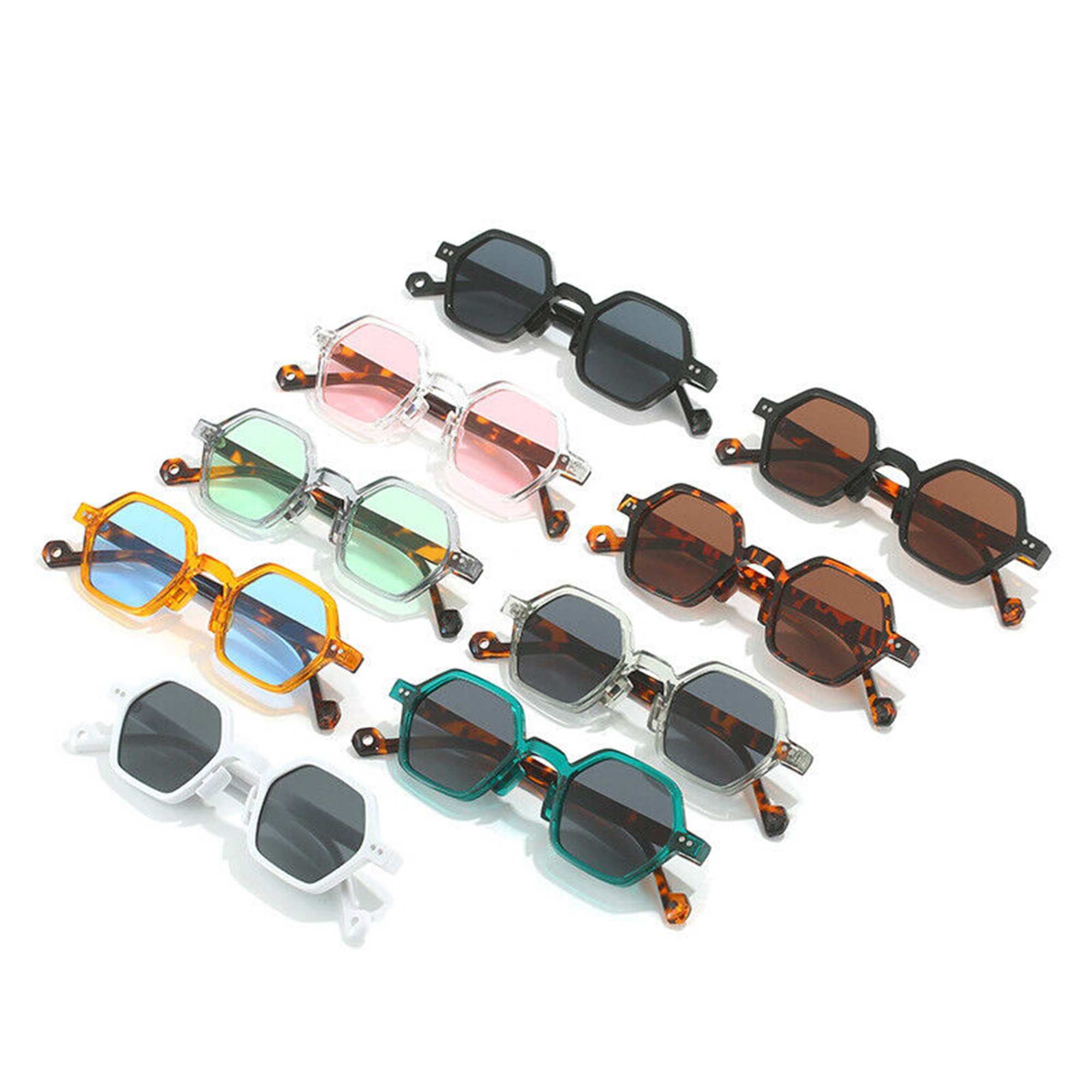 AUGEN Modern Hexagonal Plastic Unisex Sunglasses UV 400 Protected Small Size (180-C8)