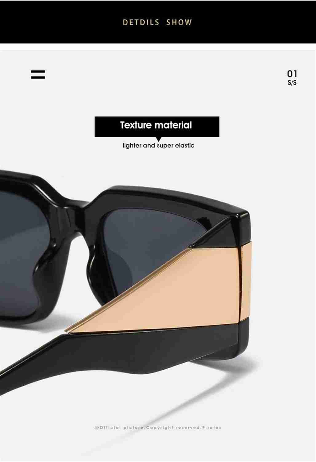 AUGEN Casual Butterfly Plastic Unisex Sunglasses UV 400 Protected Large Size (182-C4)