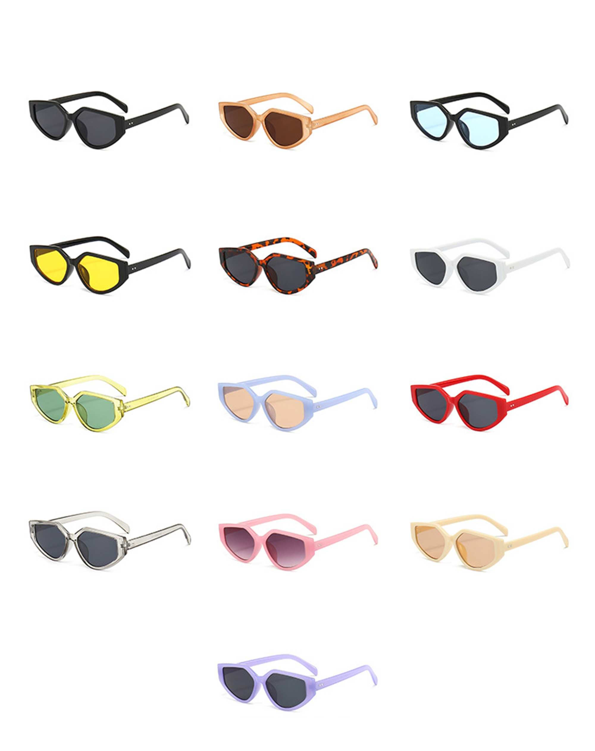 AUGEN Modern Cat Eye Plastic Unisex Sunglasses UV 400 Protected Large Size (183-C8)