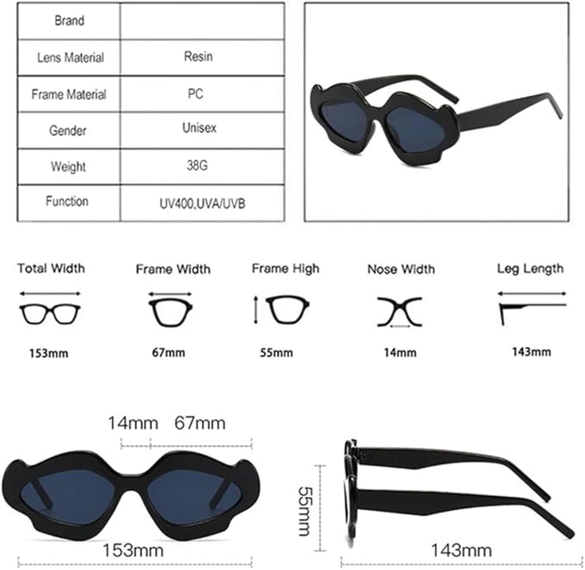 AUGEN Modern Flame Plastic Unisex Sunglasses UV 400 Protected Medium Size (195-C5)